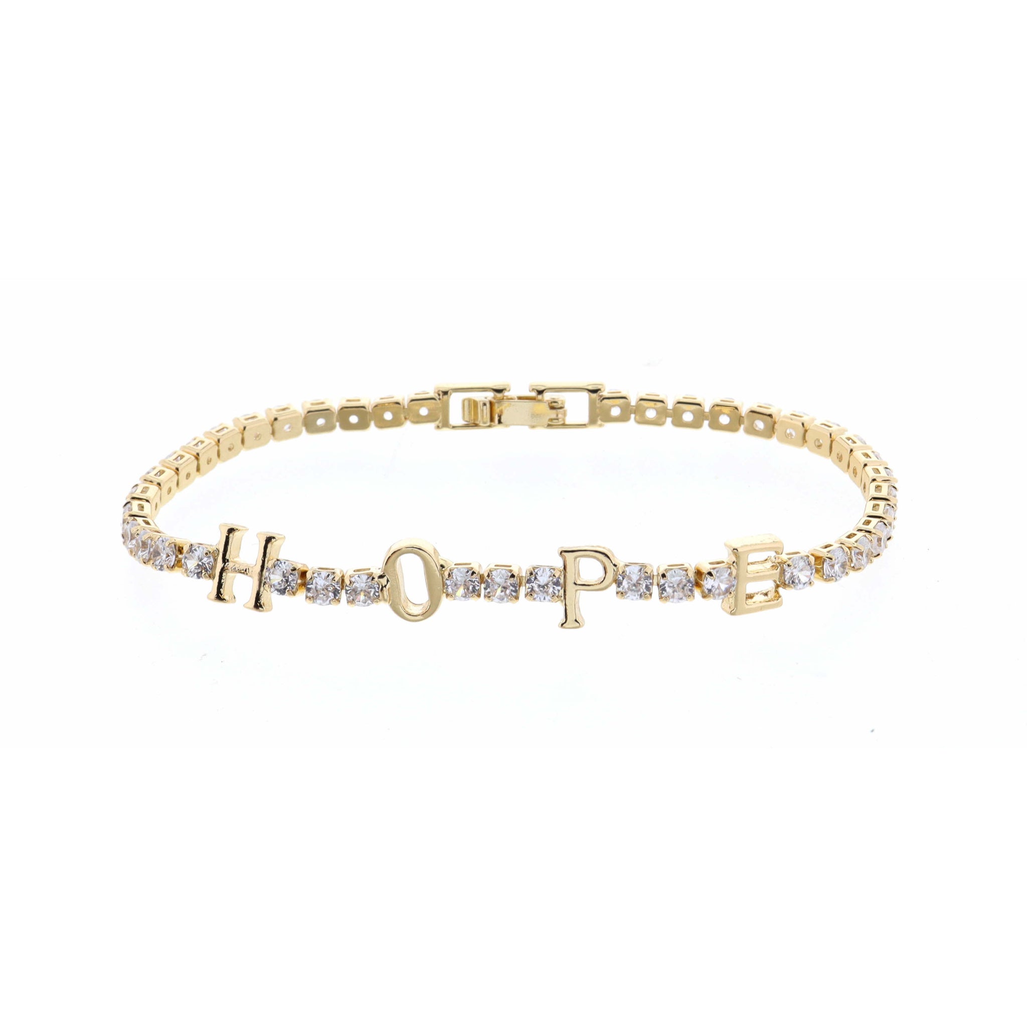 Clear Crystals with Gold Hope Bracelet
