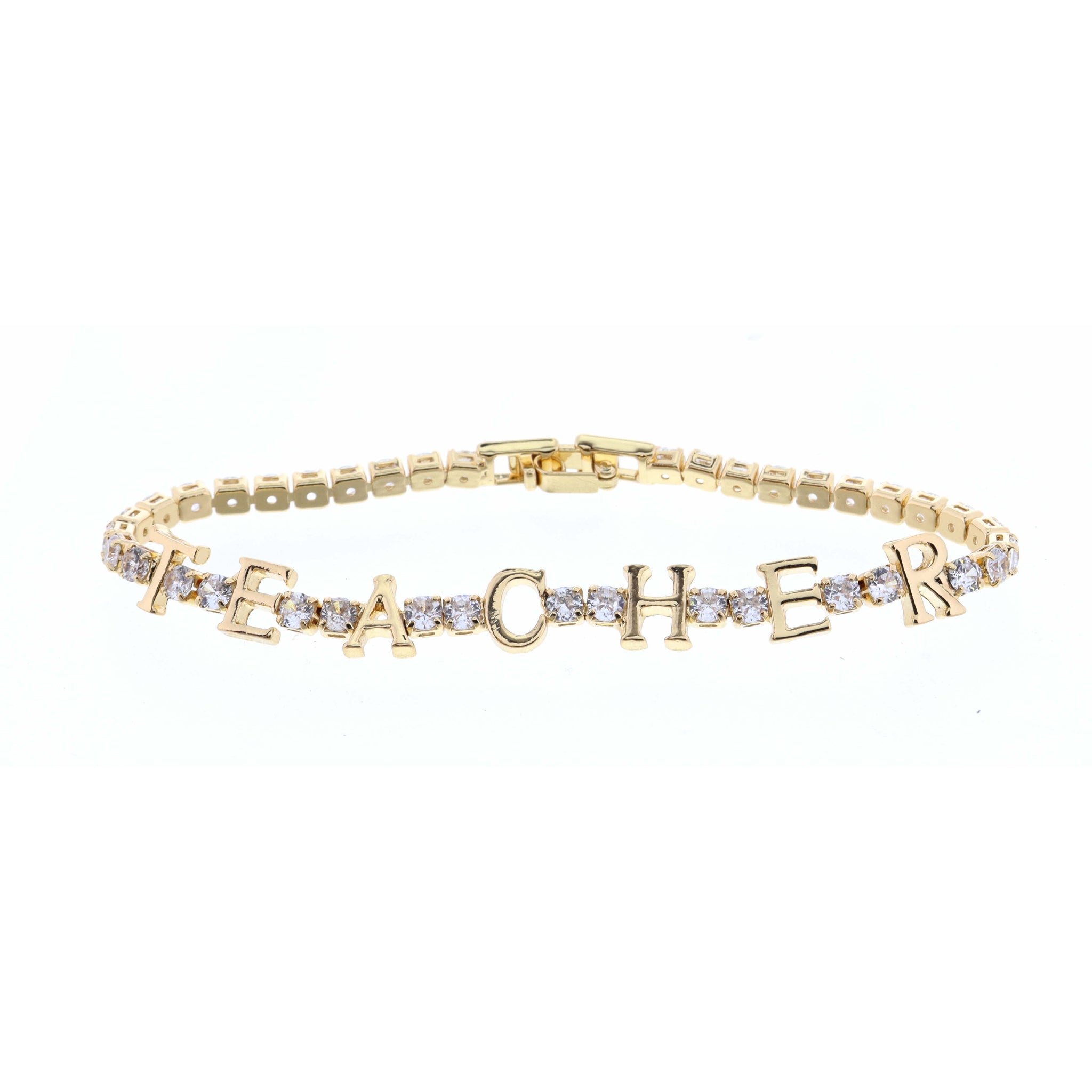 Clear Crystals with Gold Teacher Bracelet