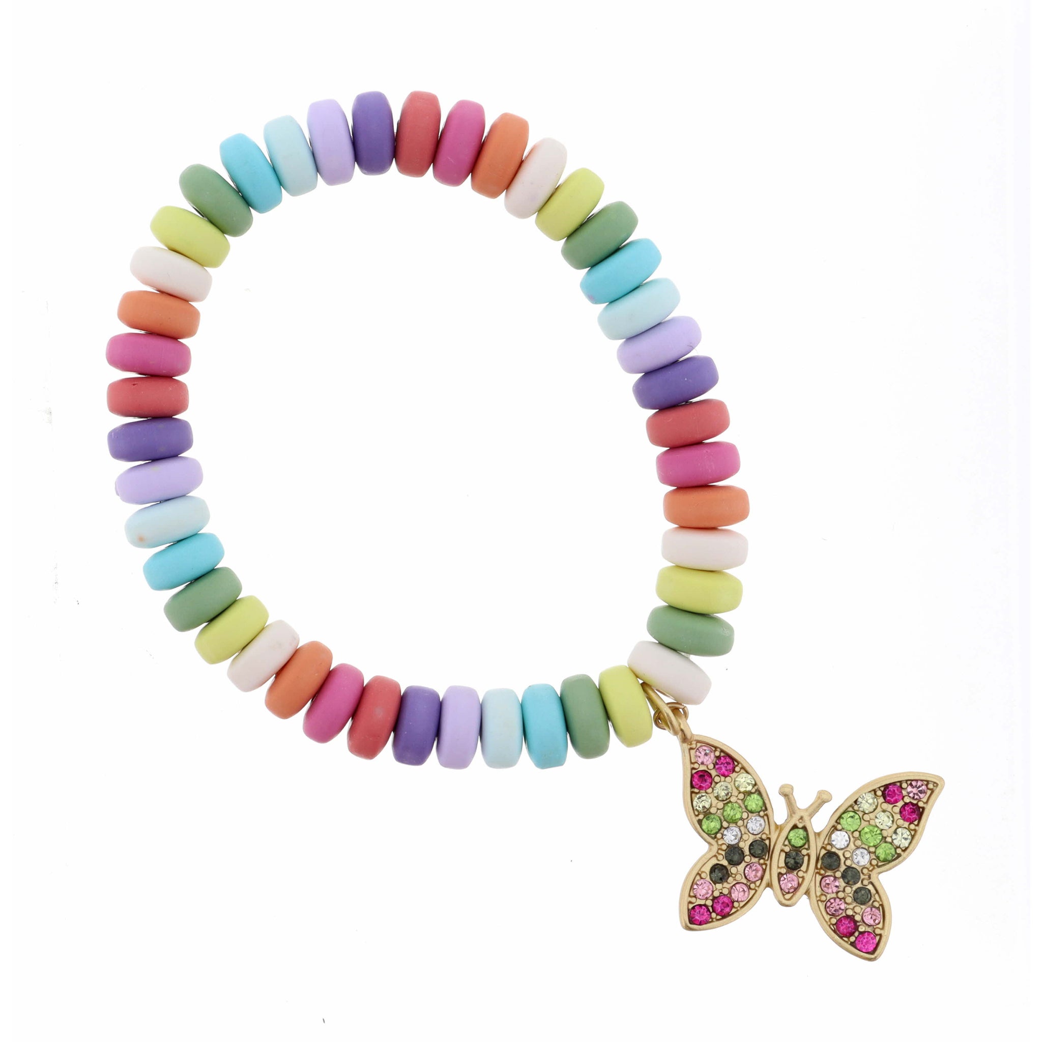 Kids Multi Colored Cylinder Beads with Unicorn Enamel Oval Bracelet