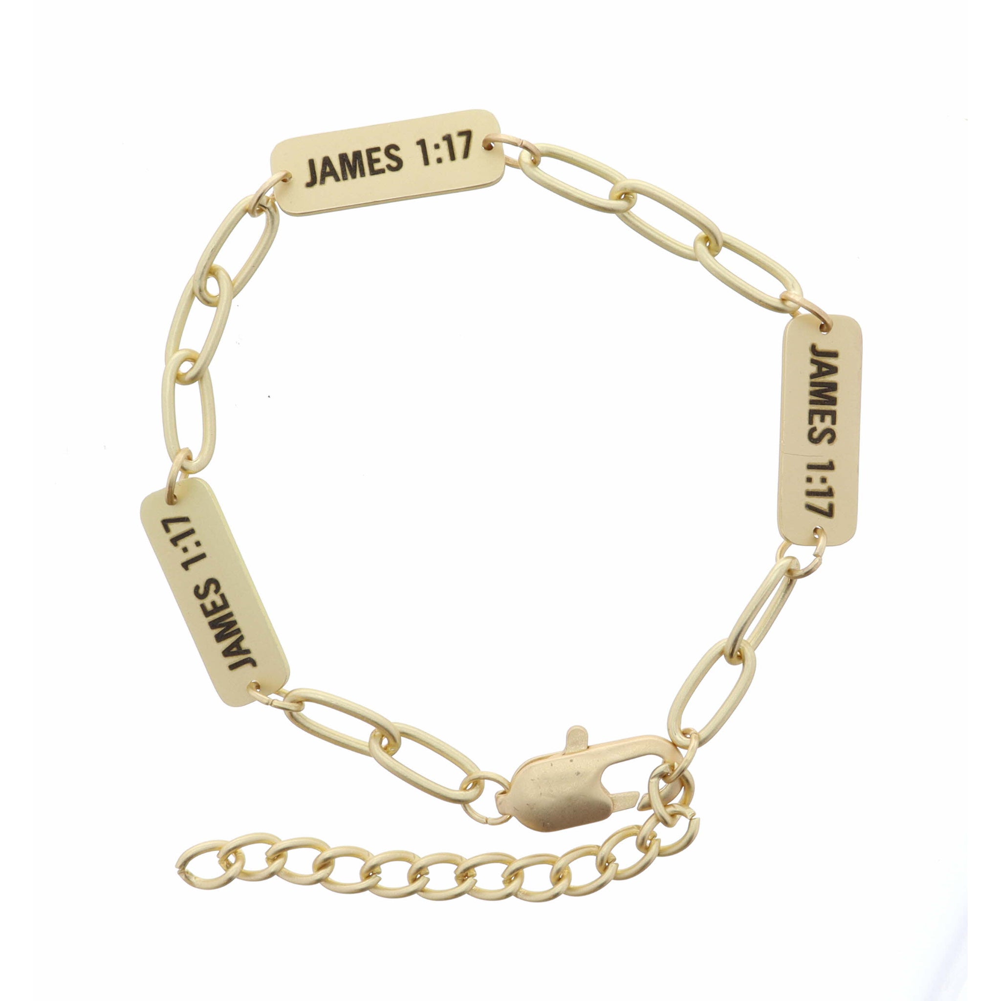 "James 1:17" Plated Link Bracelet, 2" Ext.