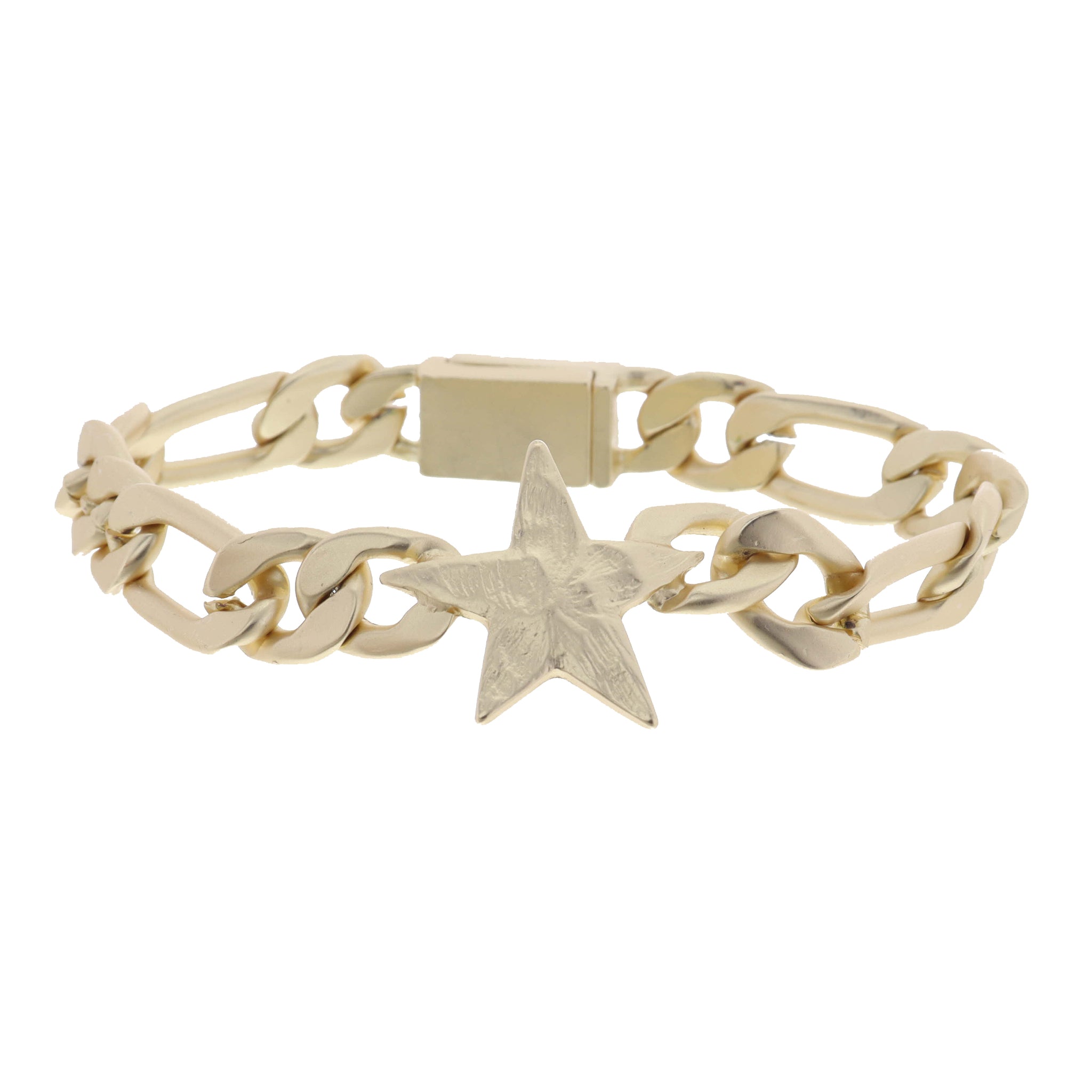 Gold Star on Chunky Gold Figaro Chain Bracelet