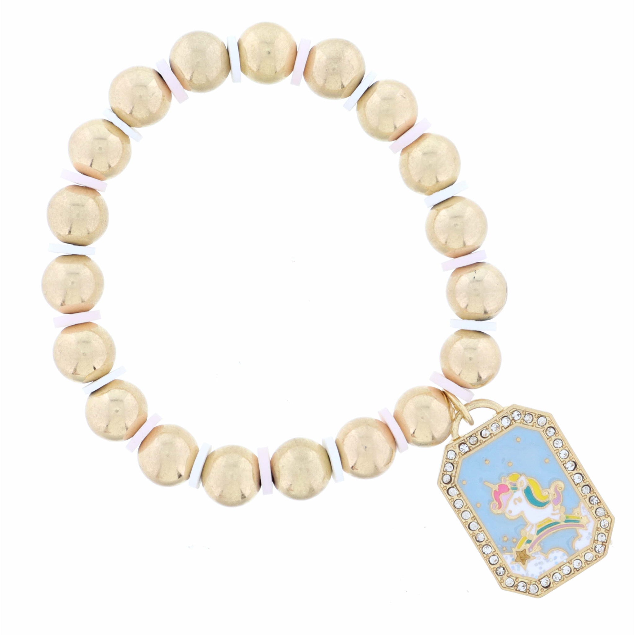 Kids Multi Enamel Unicorn Riding Shooting Star Bracelet