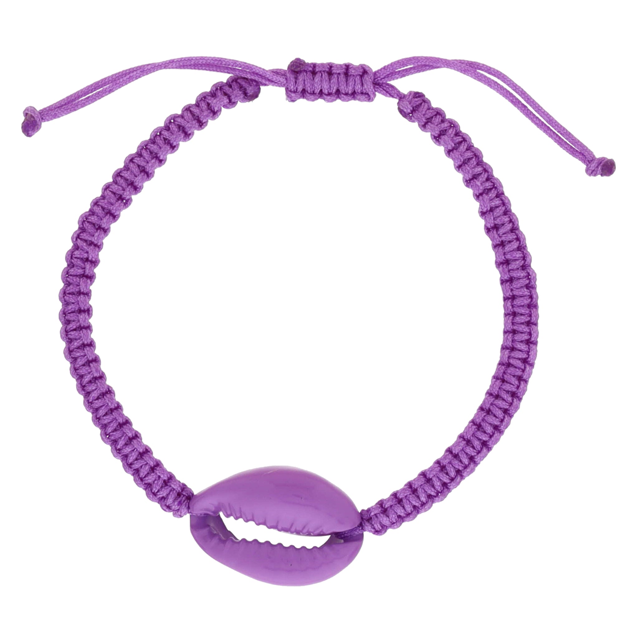 Kids Purple Shell on Purple Woven Band Bracelet, .65" Pendant