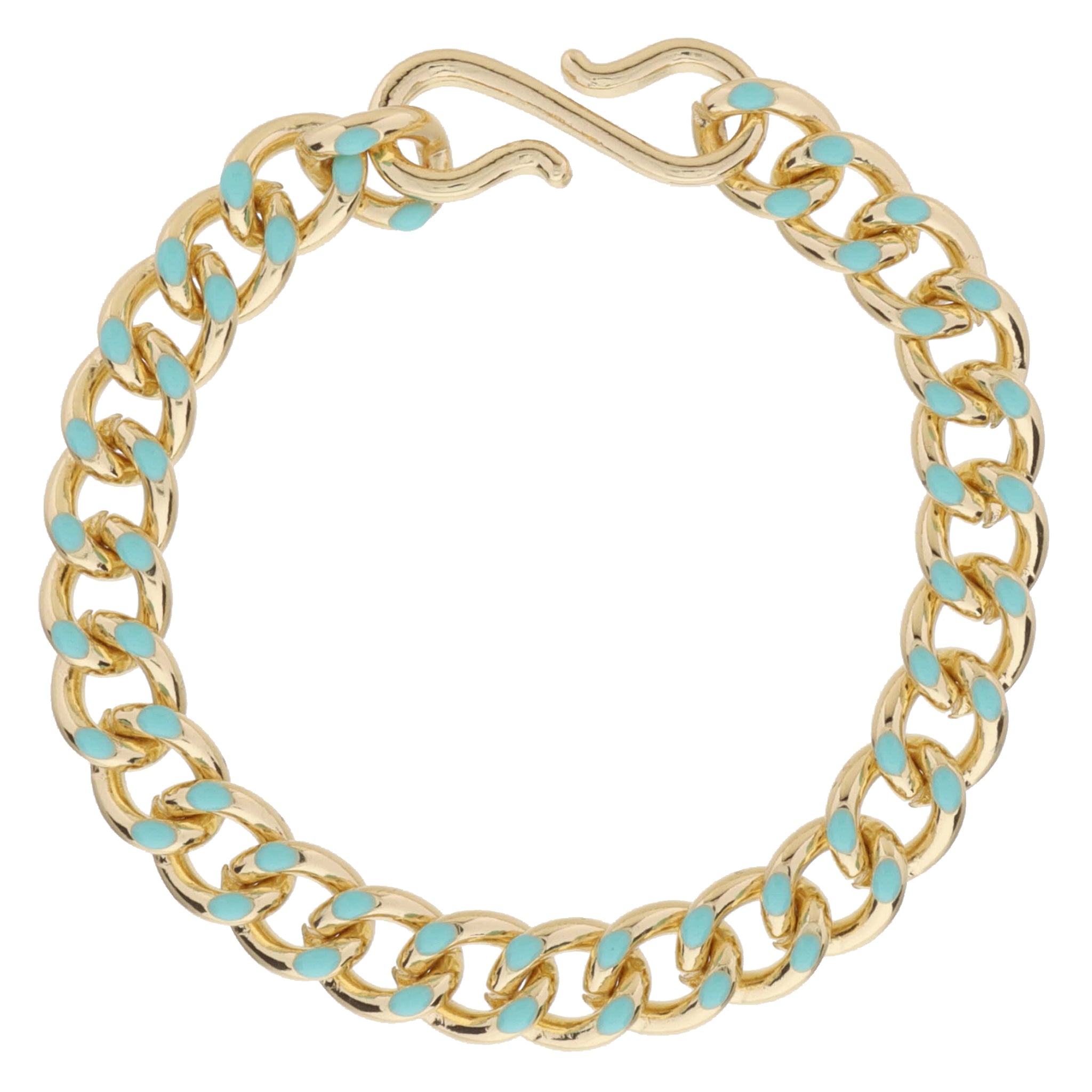 Mint Enamel Curb Chain Bracelet, S-Hook Closure