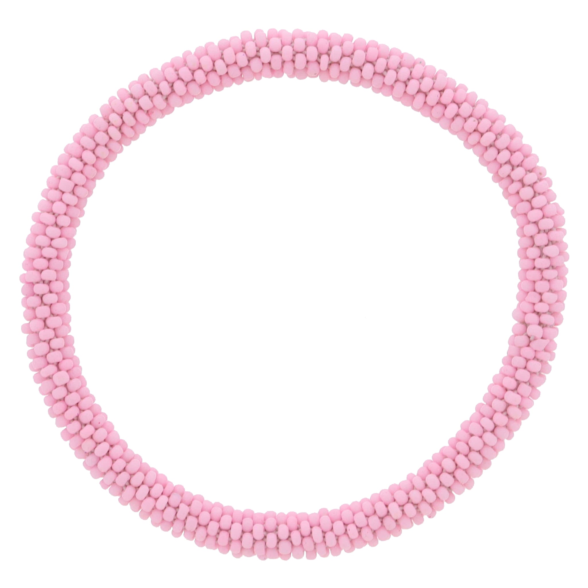 Light Pink Seed Beaded Bracelet, 7.5" Around