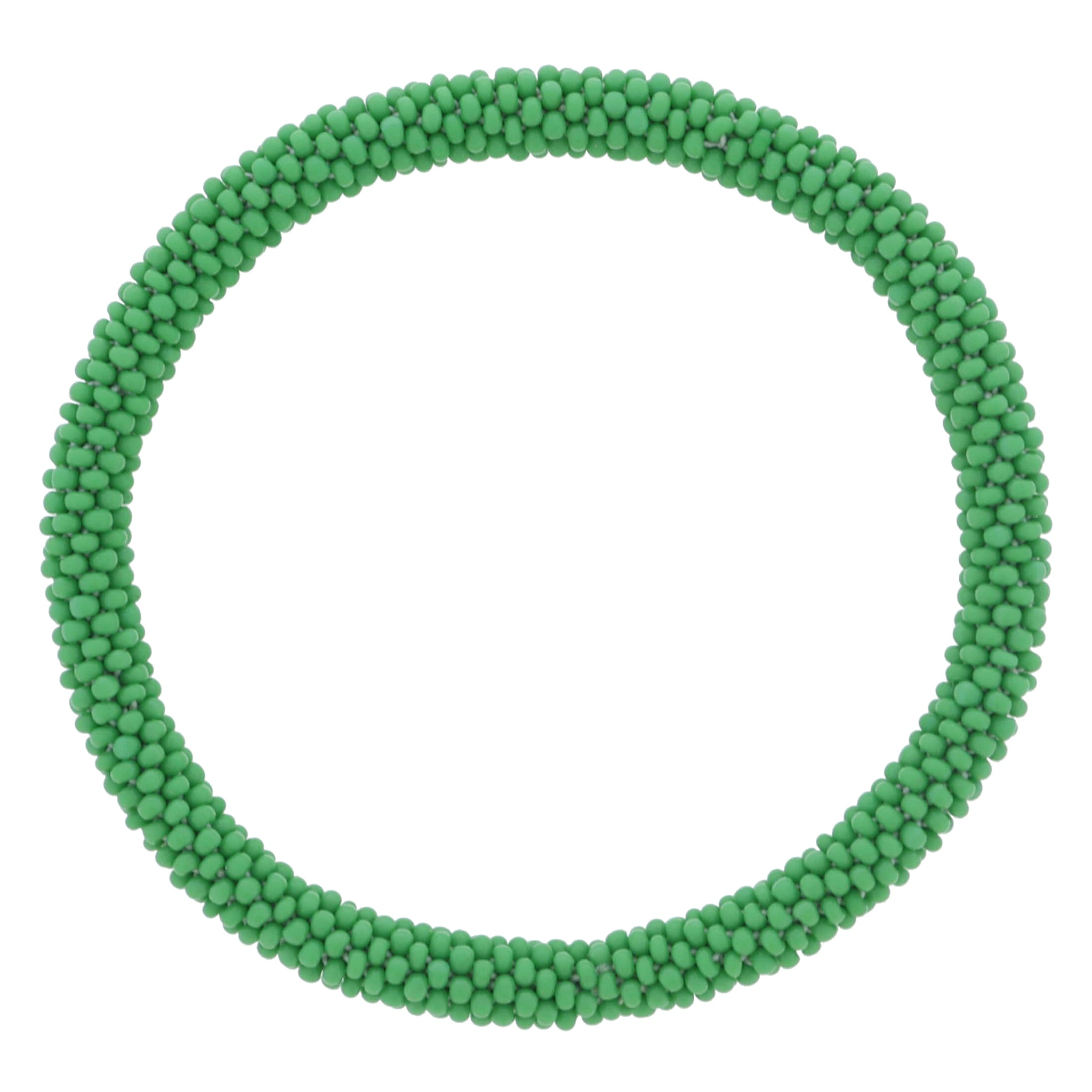 Green Seed Beaded Bracelet, 7.5" Around