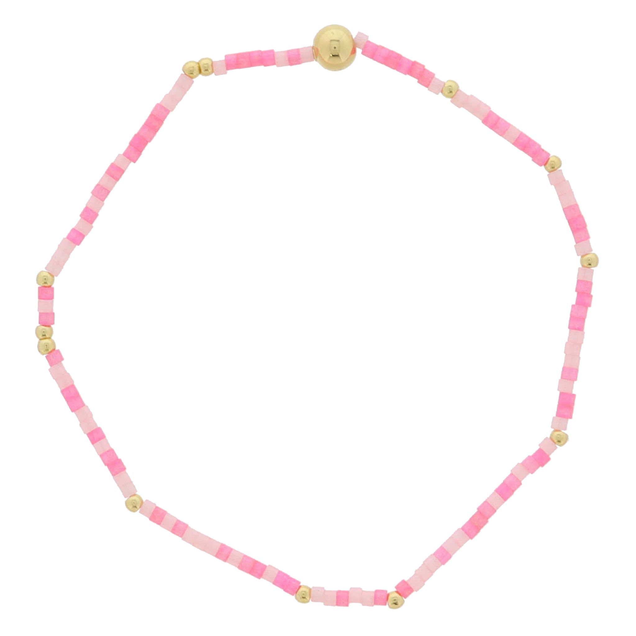 Golden Color Wheel! 18K Gold Plated Multi Pink Beaded Bracelet