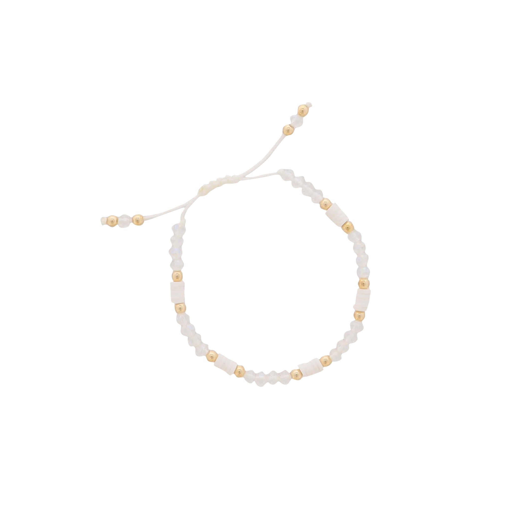 Kids Clear Faceted Beads with White Rubber Disks Pulley Bracelet