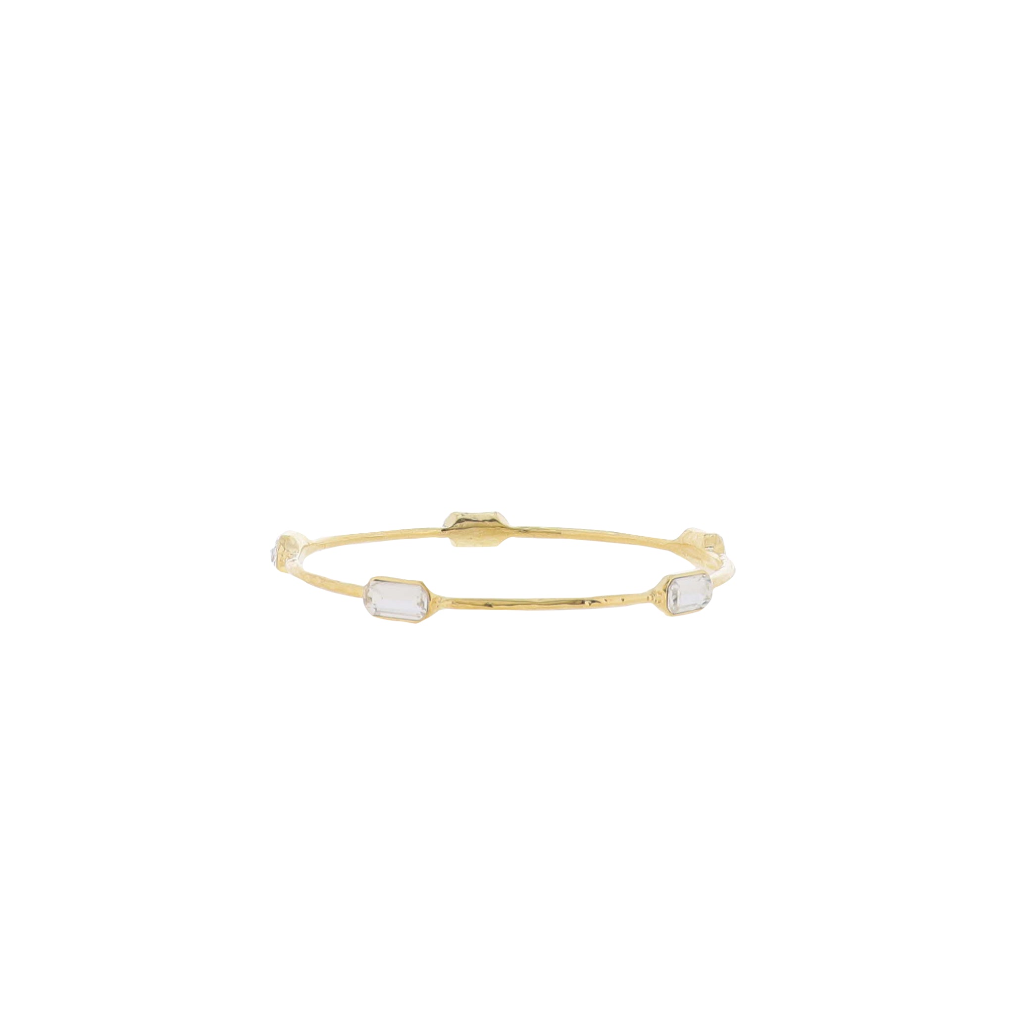 18K Gold Plated Bangle Bracelet with Clear Crystal Rectangles