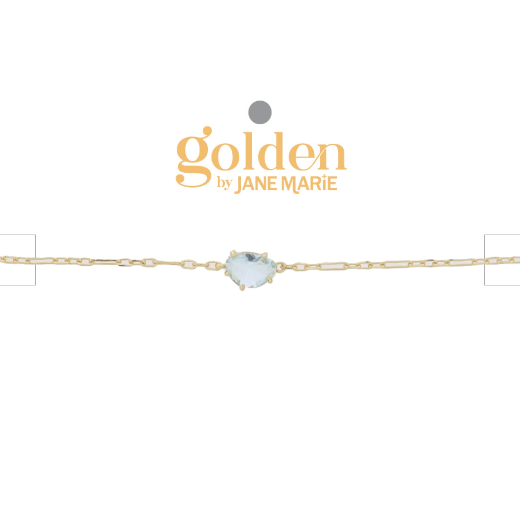 18K Gold Plated Link Paperclip Chain Bracelet with "December" Turquoise Blue Pendant