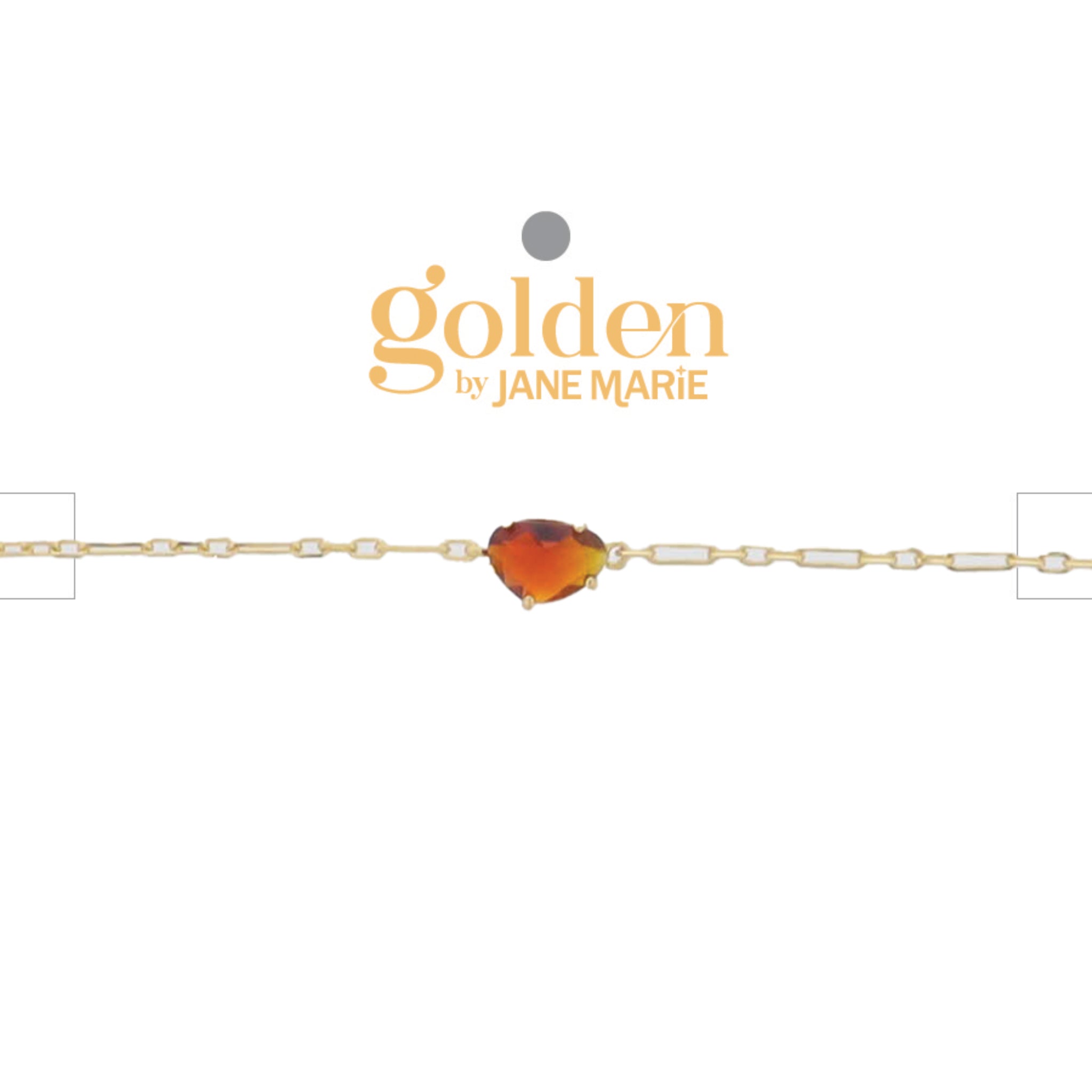 18K Gold Plated Link Paperclip Chain Bracelet with "January" Garnet Red Stone Pendant