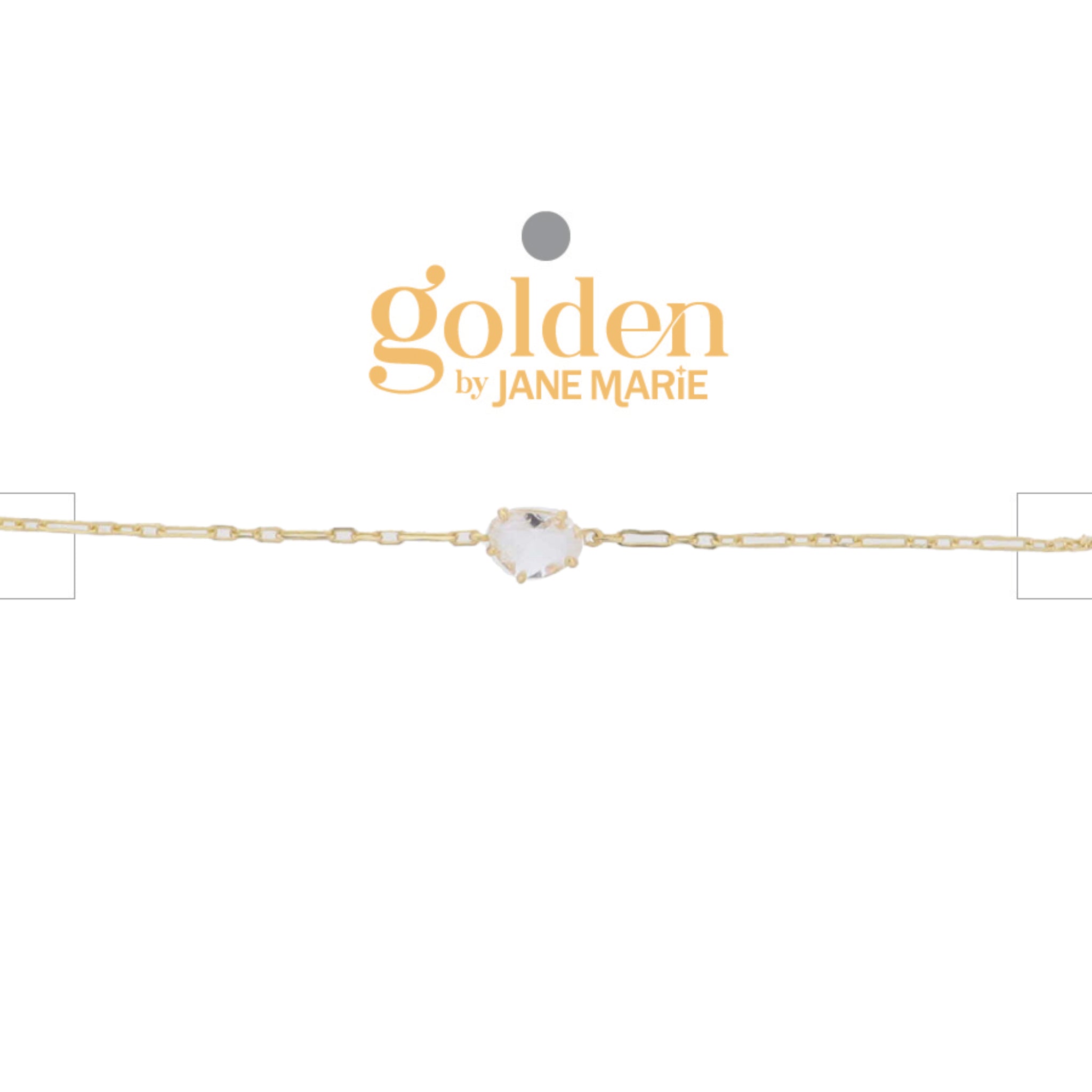 18K Gold Plated Link Paperclip Chain Bracelet with "April" Clear Pendant