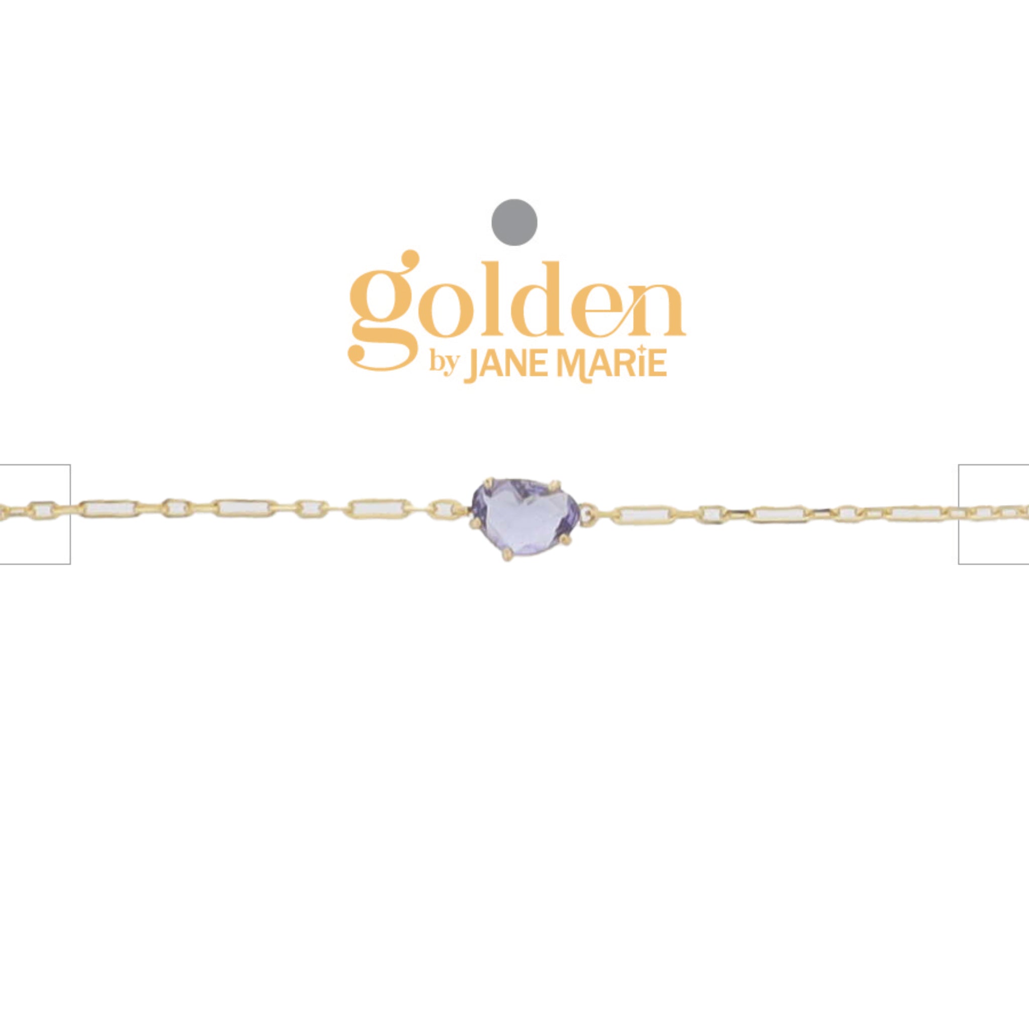 18K Gold Plated Link Paperclip Chain Bracelet with "June" Light Amethyst Pendant