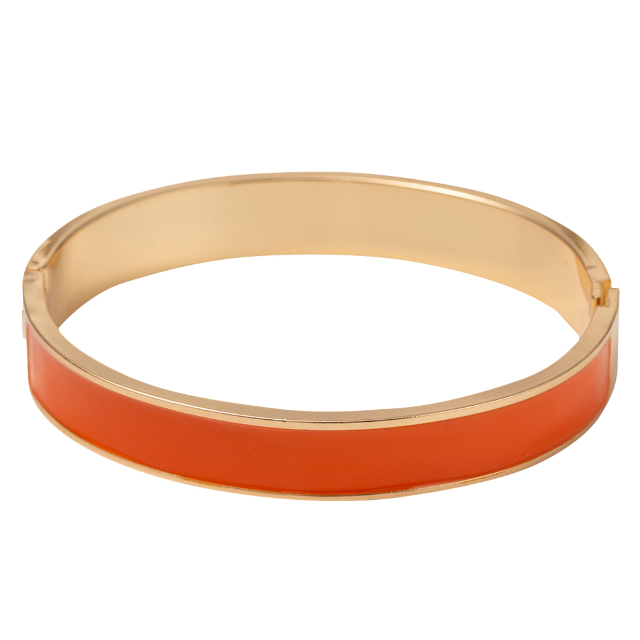 Gold Hinge Bracelet with Orange Enamel