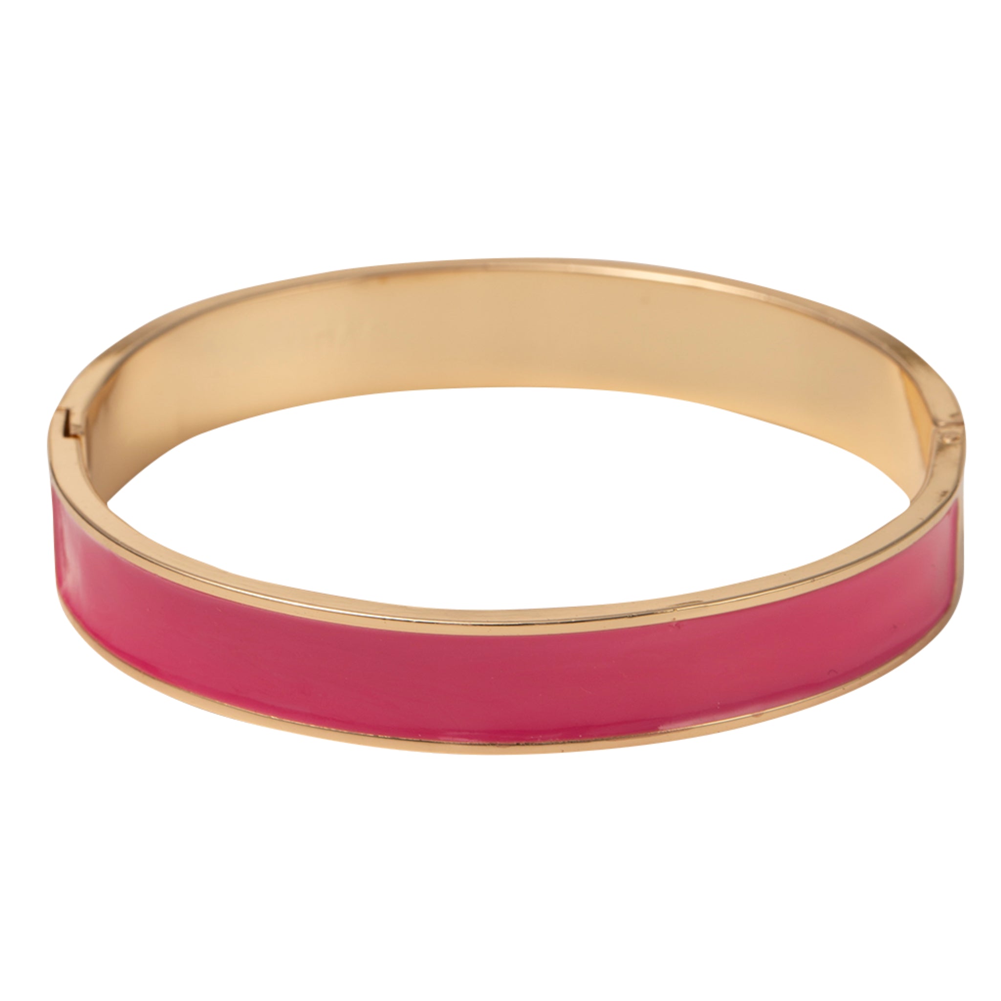 Gold Hinge Bracelet with Pink Enamel