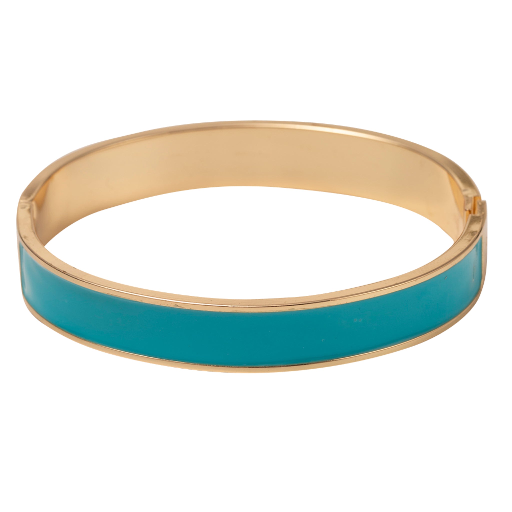 Gold Hinge Bracelet with Turquoise Enamel