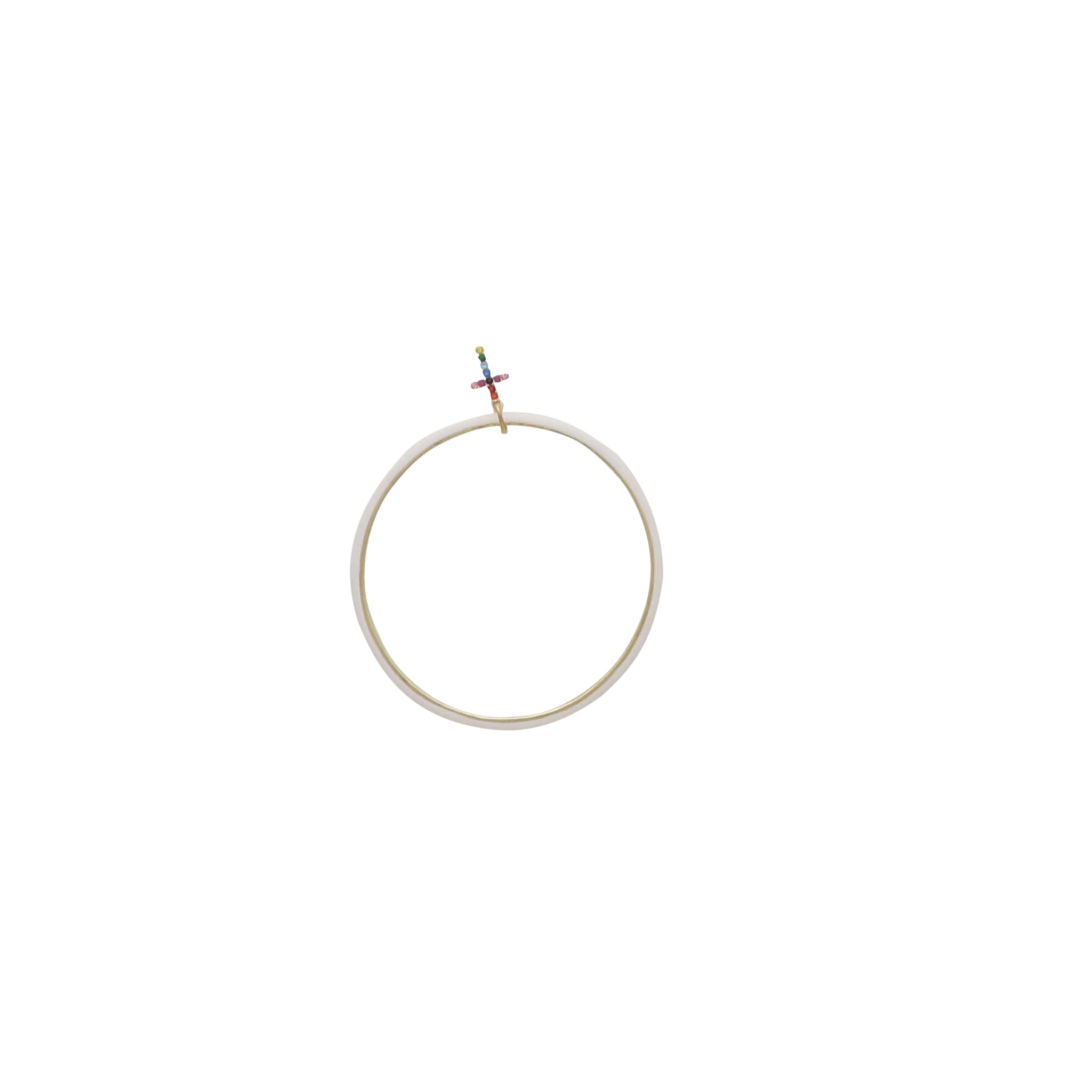 Kids White Enamel Bangle Bracelet with Multi Cross