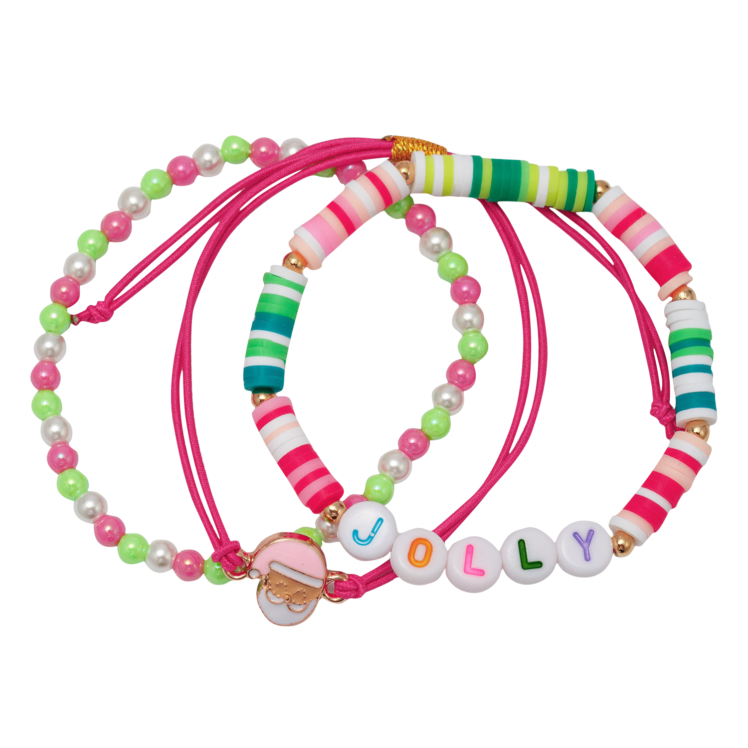Kids Jolly Santa Bracelet - Colorful Beaded