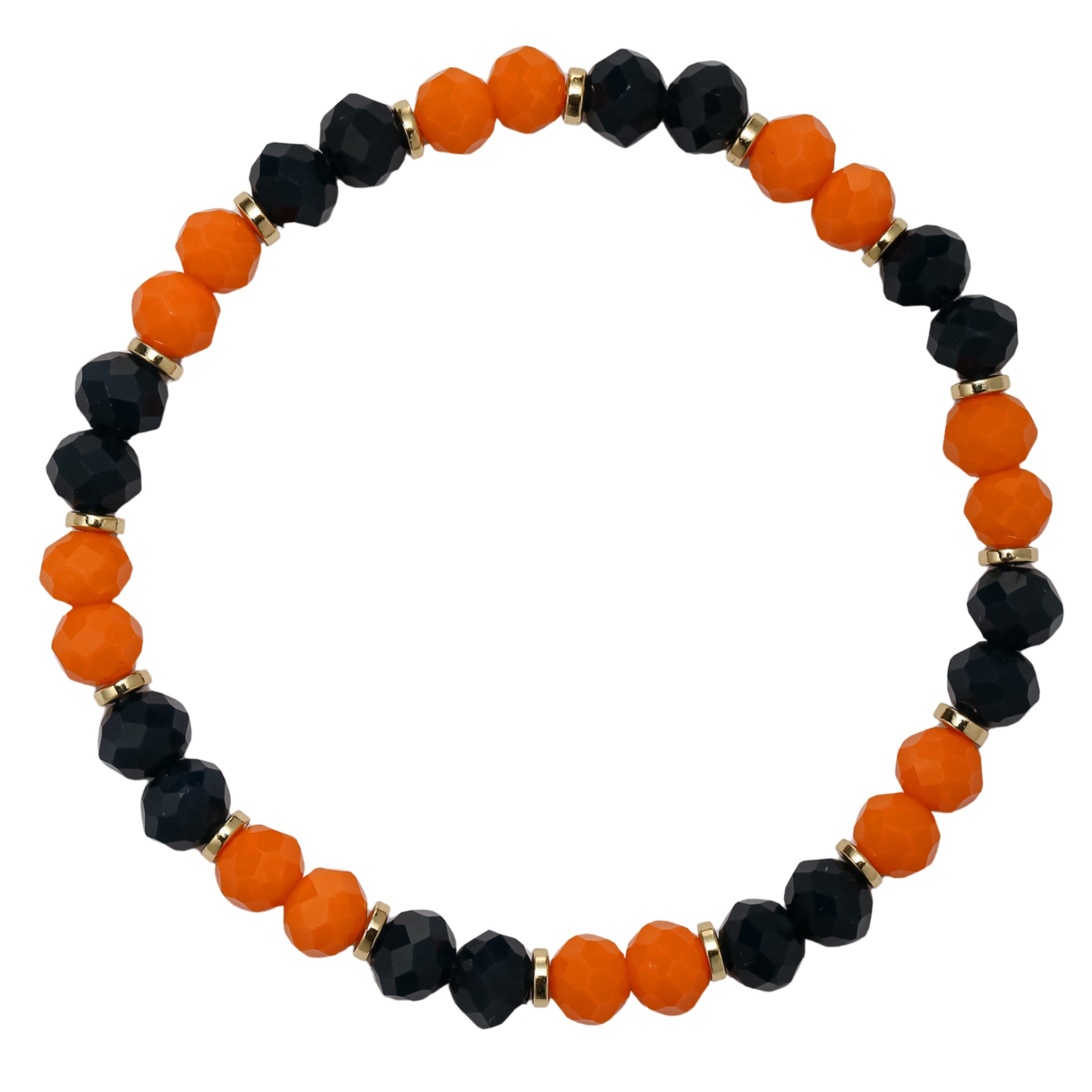 Navy, Orange, Gold Faceted Beaded Bracelet