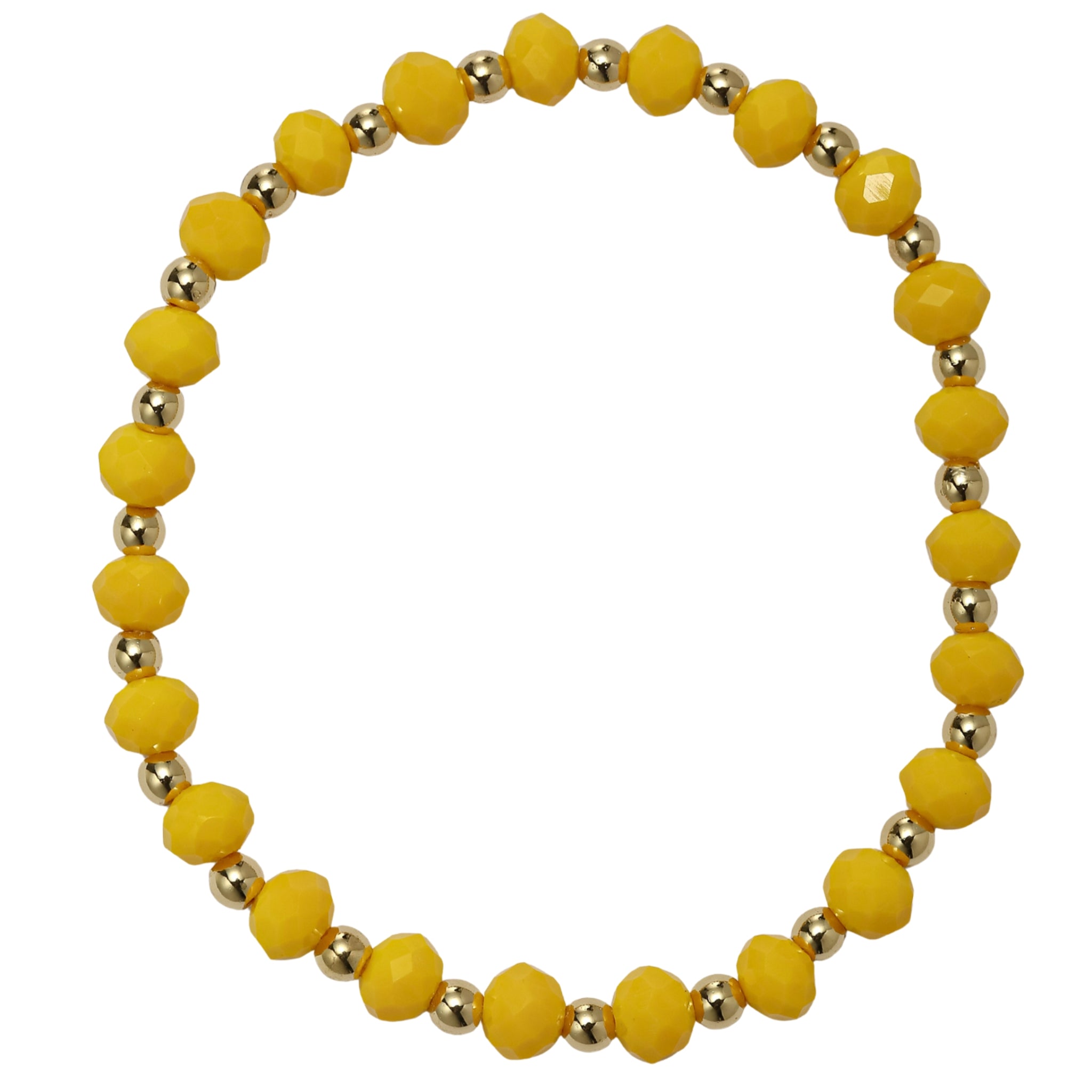 Yellow, Gold Faceted Beaded Bracelet