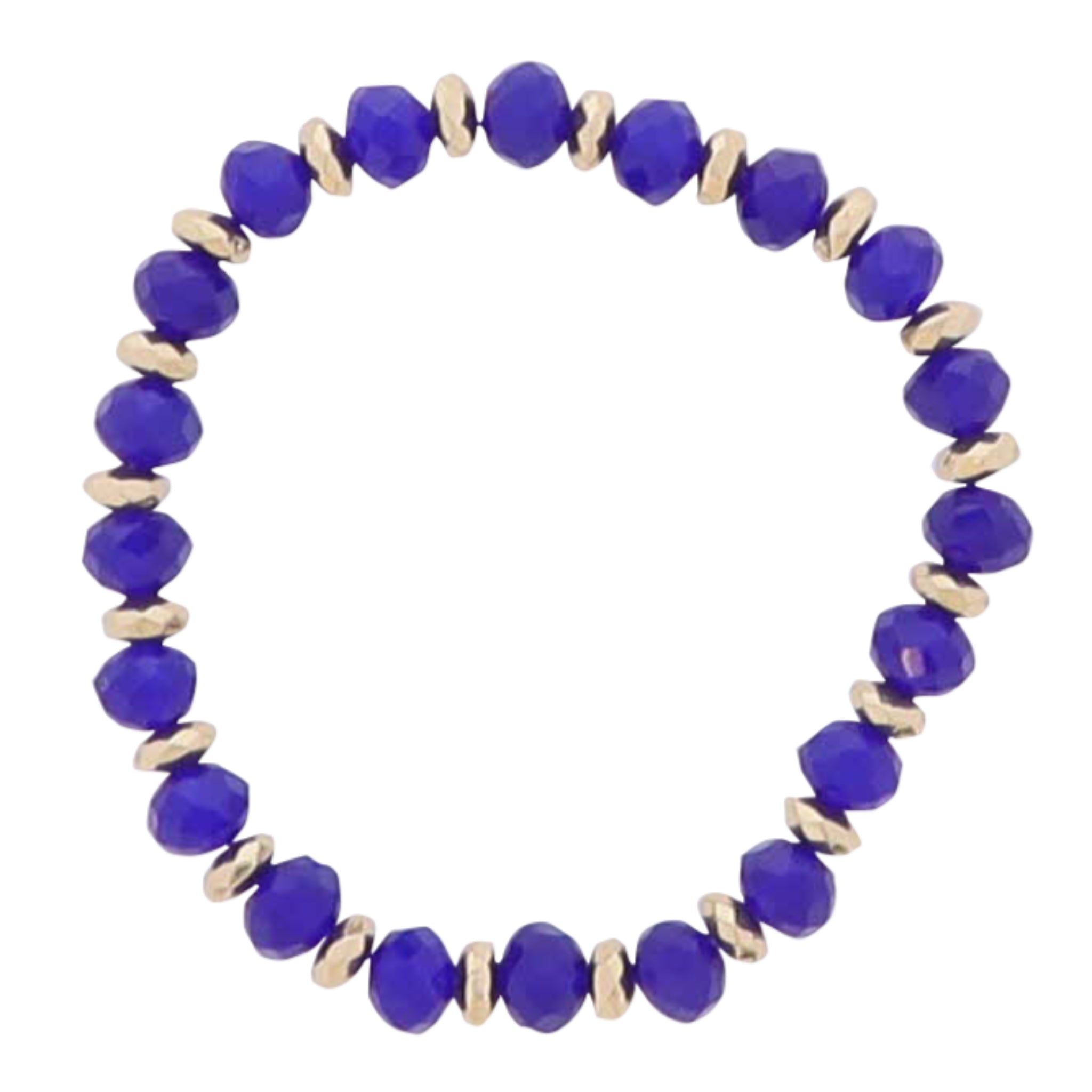 Royal Blue, Gold Faceted Beaded Bracelet