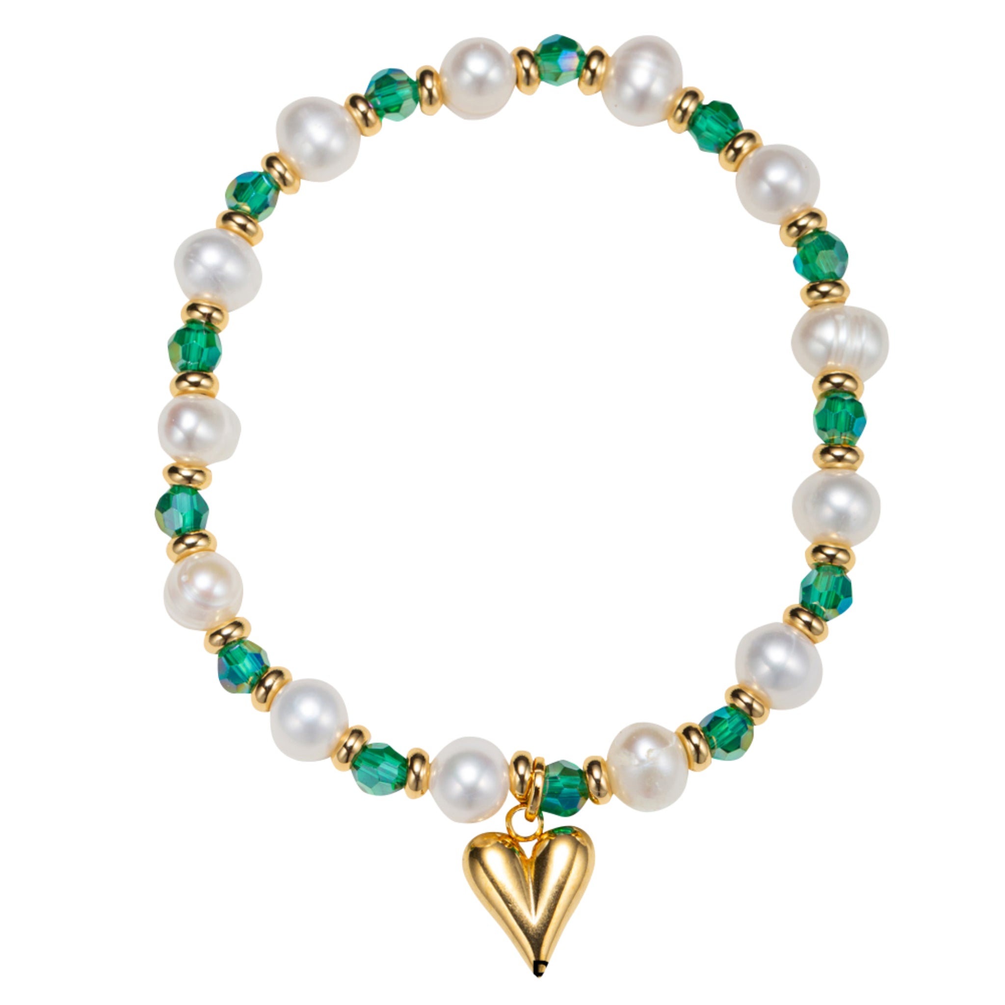 Kids 18K Gold Plated May Emerald Beaded Stretch Bracelet
