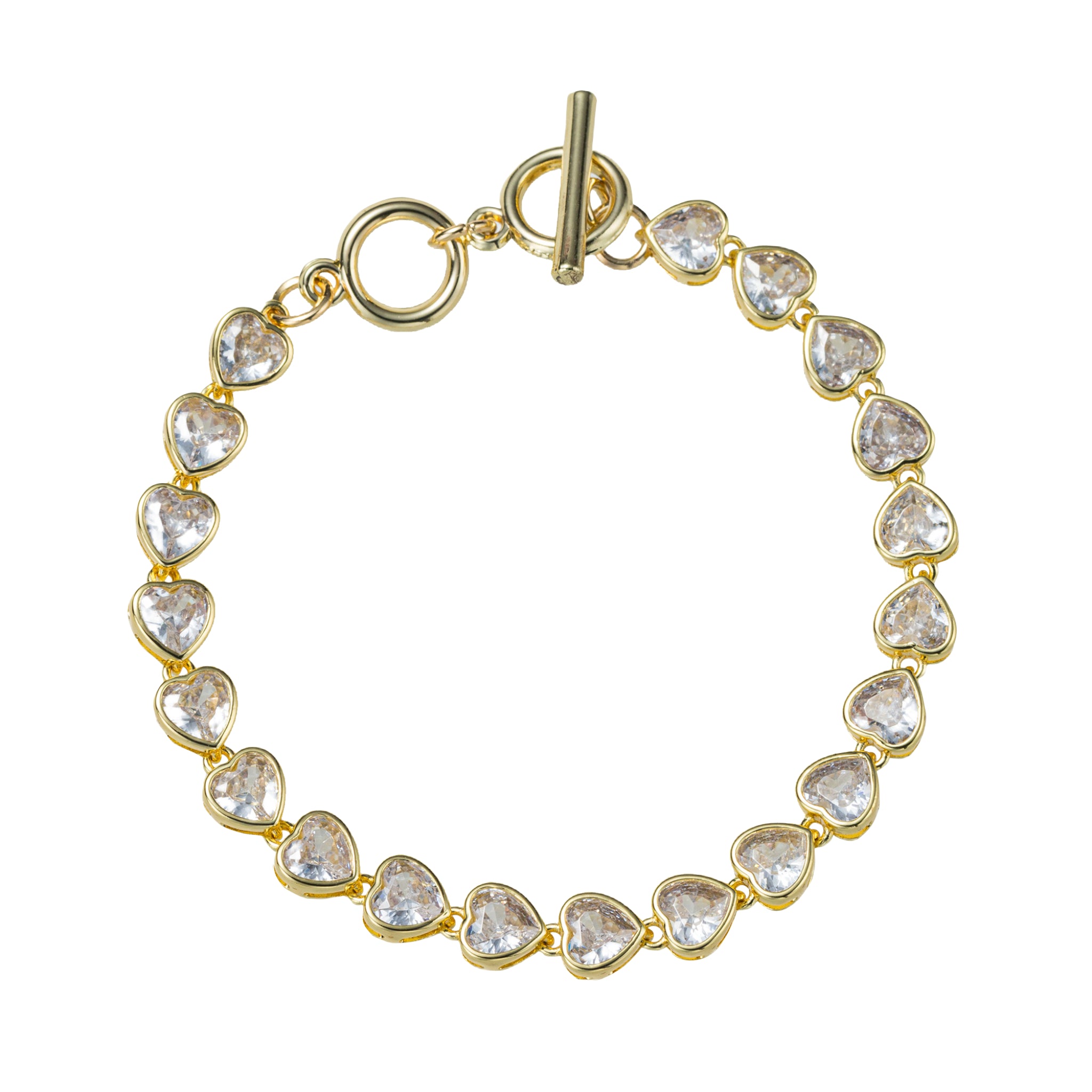 Clear Heart Link Toggle Bracelet