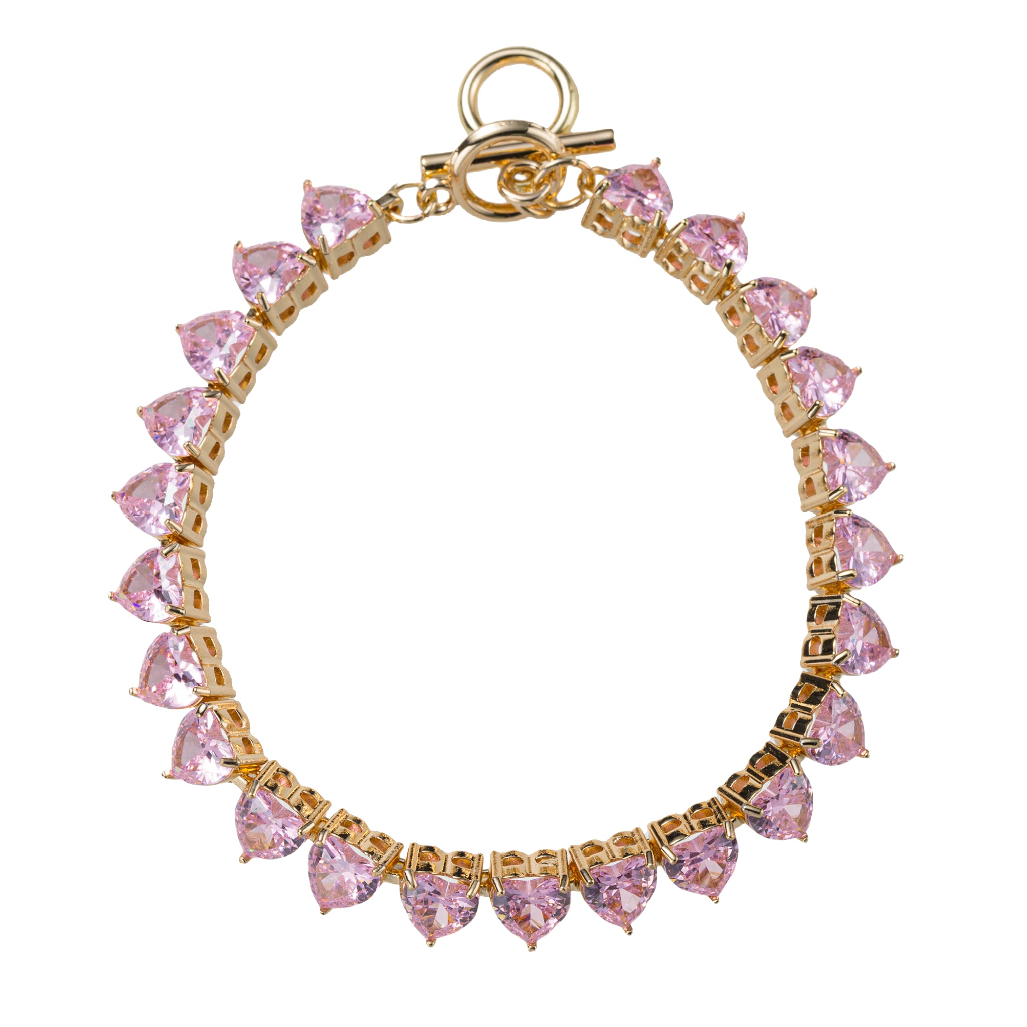 Pink Heart Link Toggle Bracelet