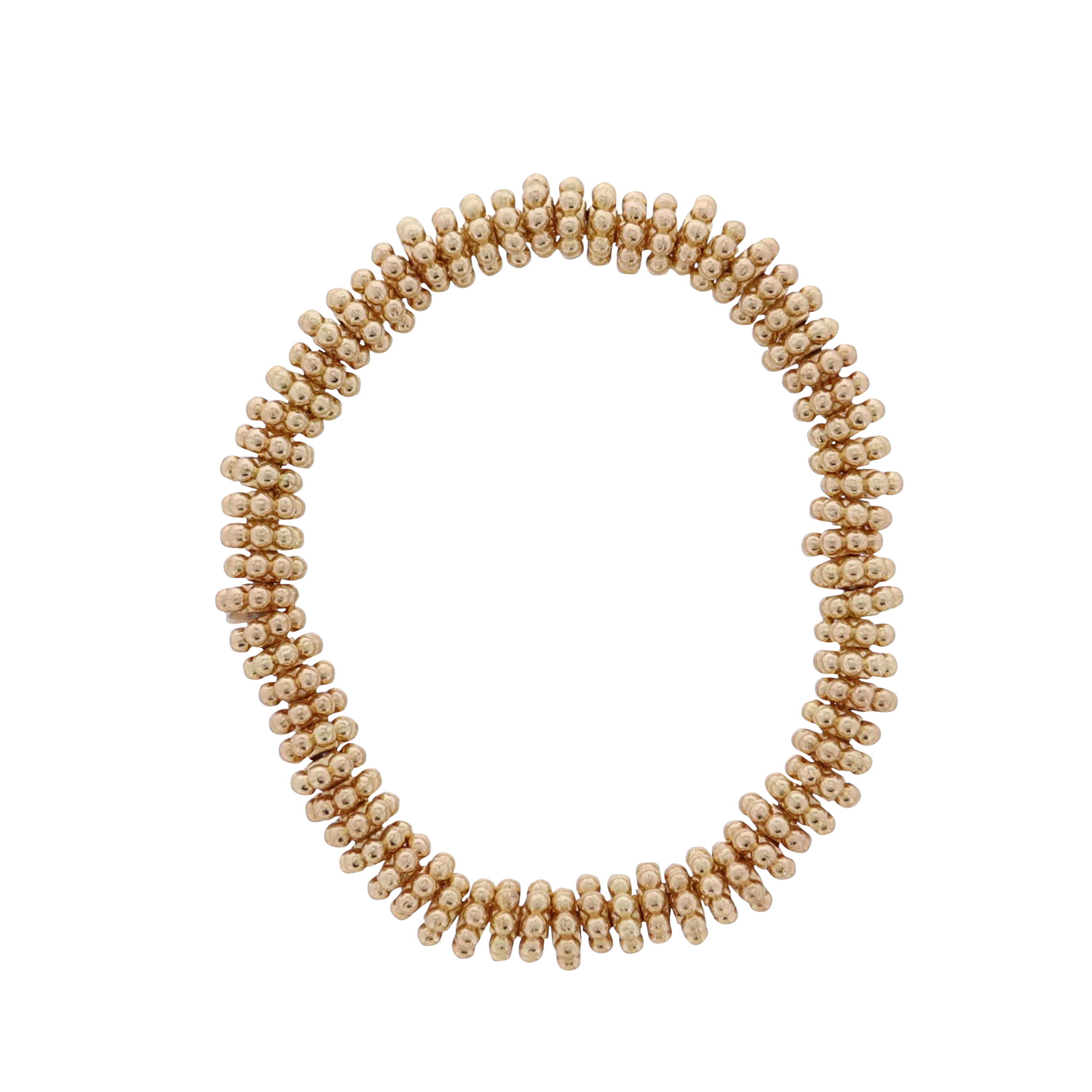 Gold Large Studded Spacer Beaded Stretch Bracelet
