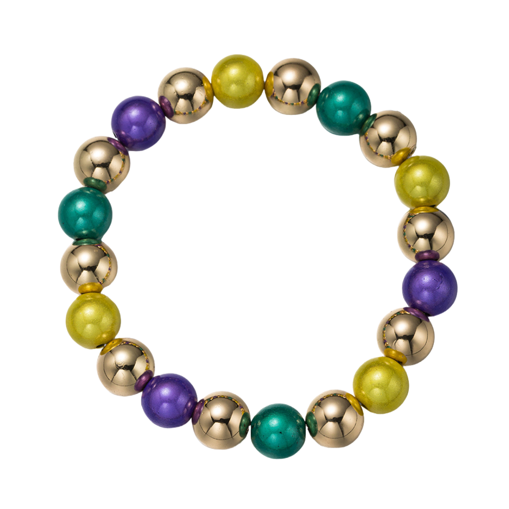 Yellow, Purple, Green, Gold Stretch Bracelet