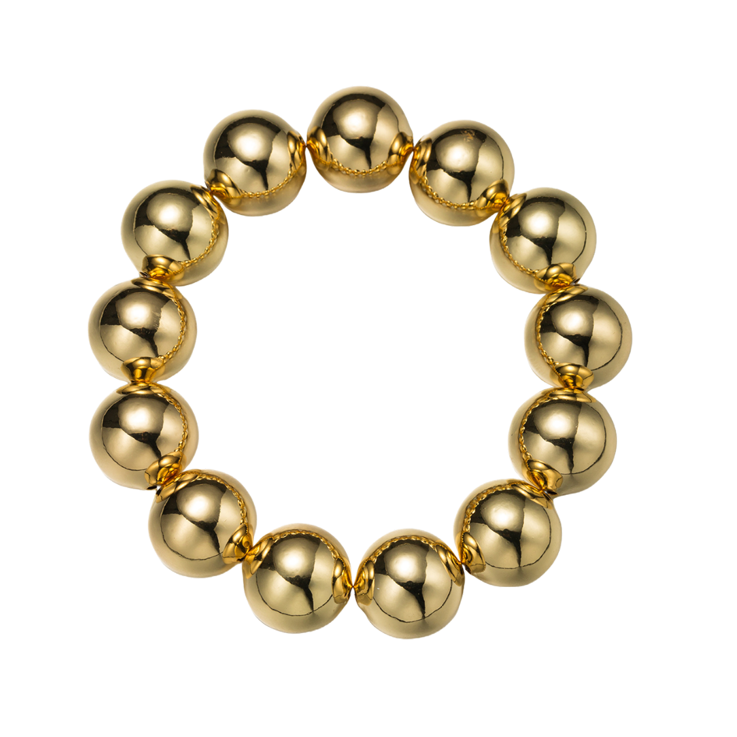 Gold Ball Beaded Medium Stretch Bracelet