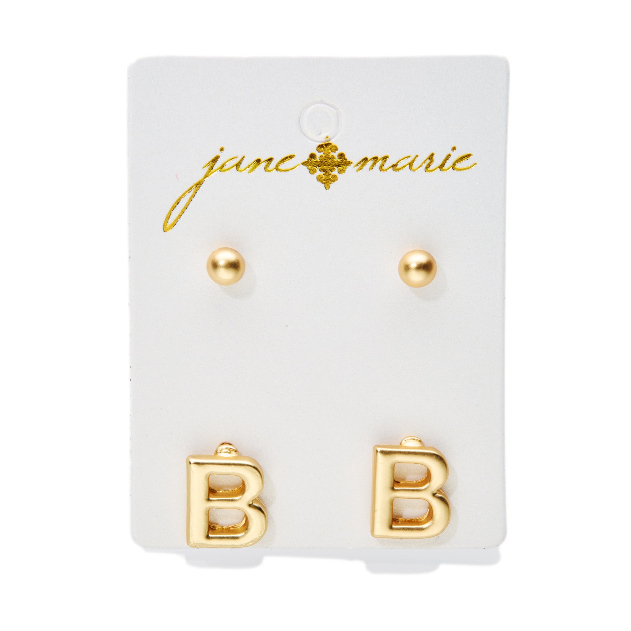 2 Stud, Block "B" Initial Earring