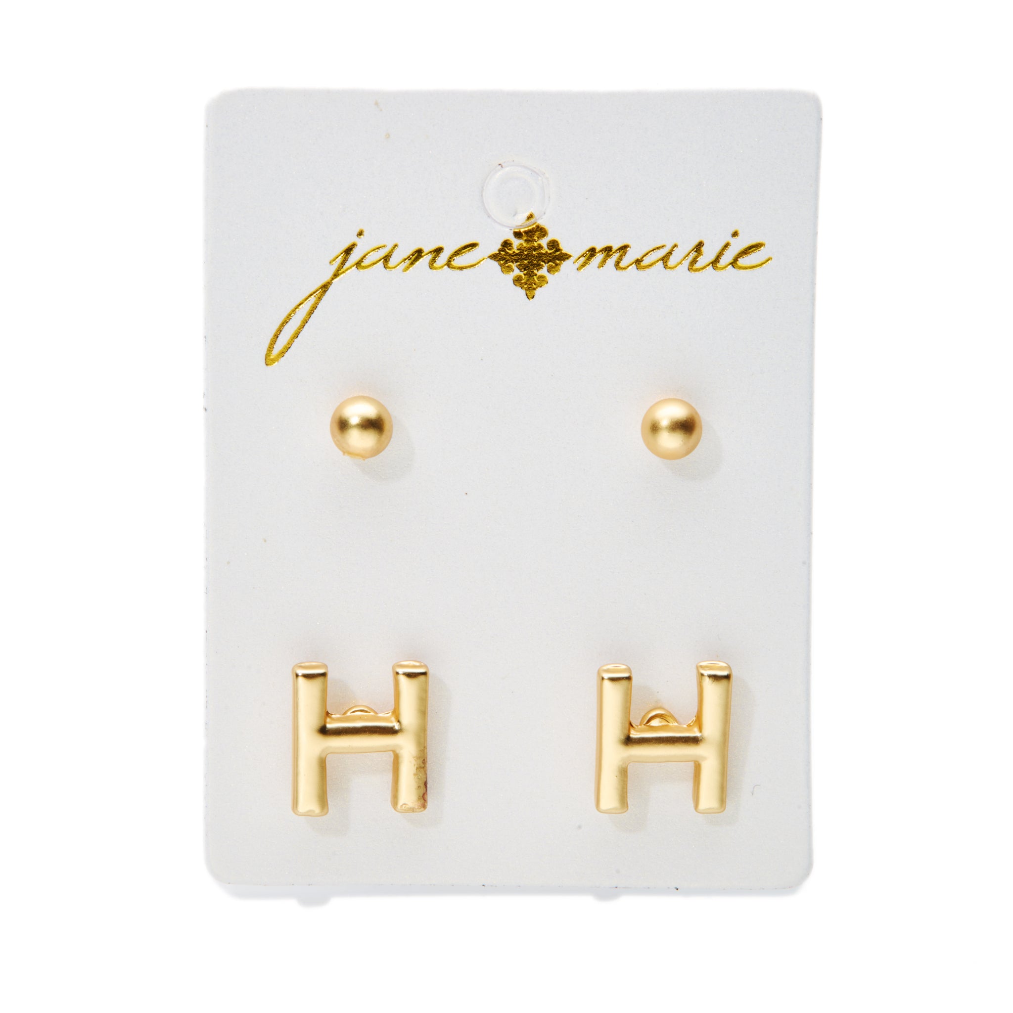 2 Stud, Block "H" Initial Earring
