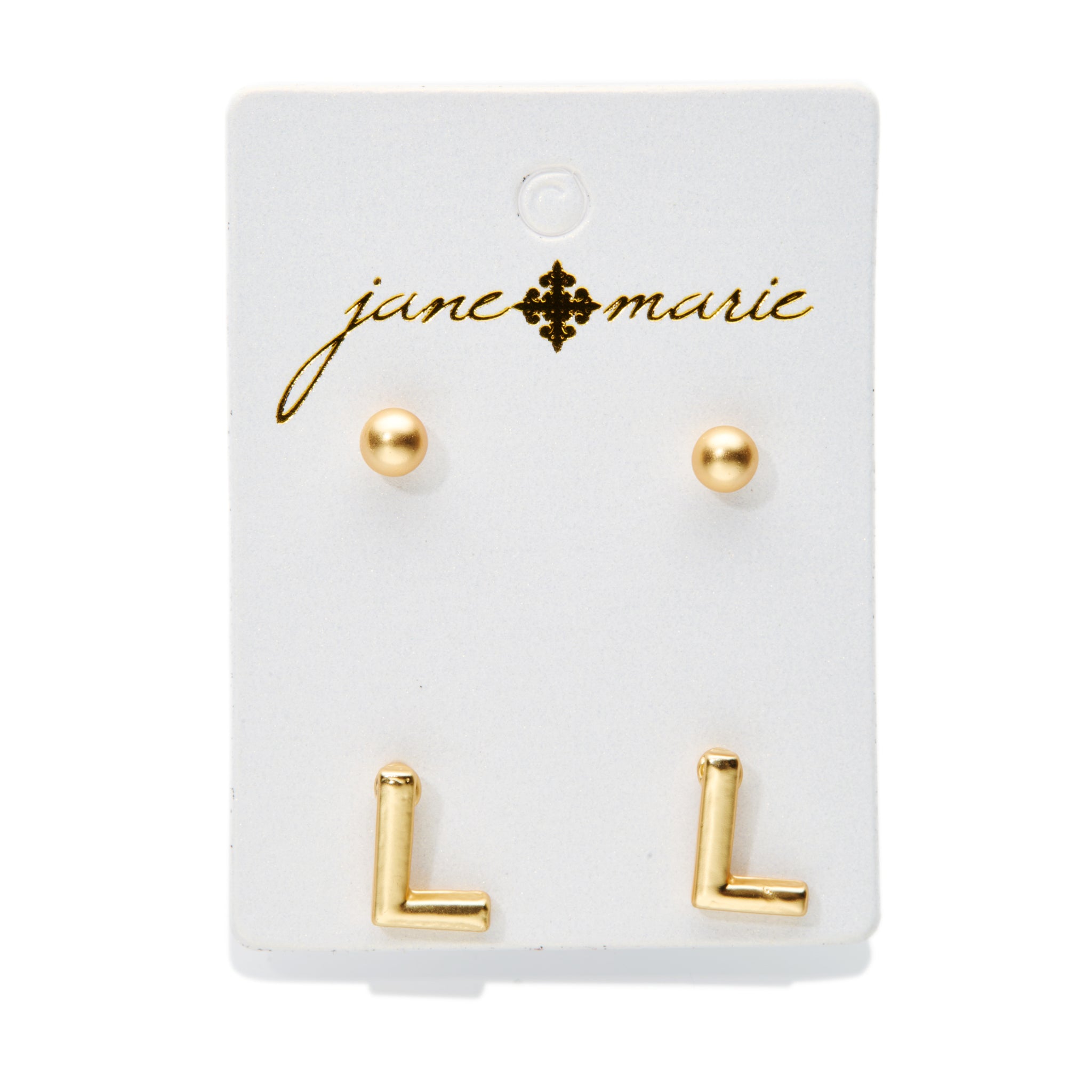 2 Stud, Block "L" Initial Earring