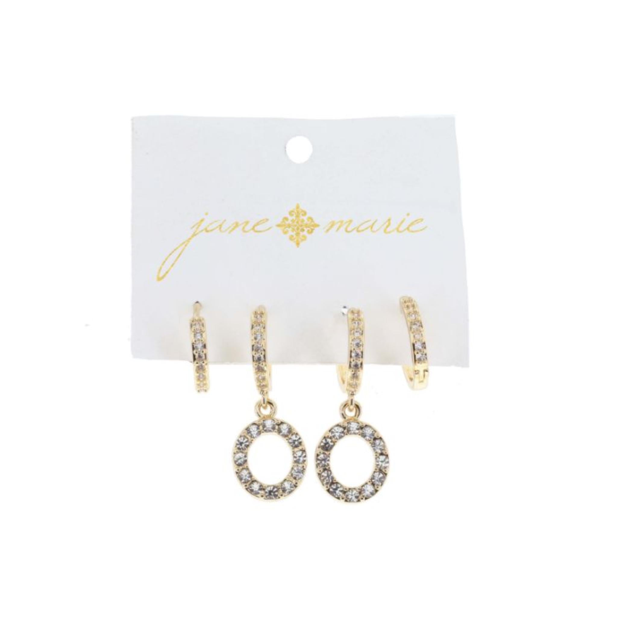 Set of 2, Crystal Huggie, Crystal Huggie with Crystal "O" Earrings