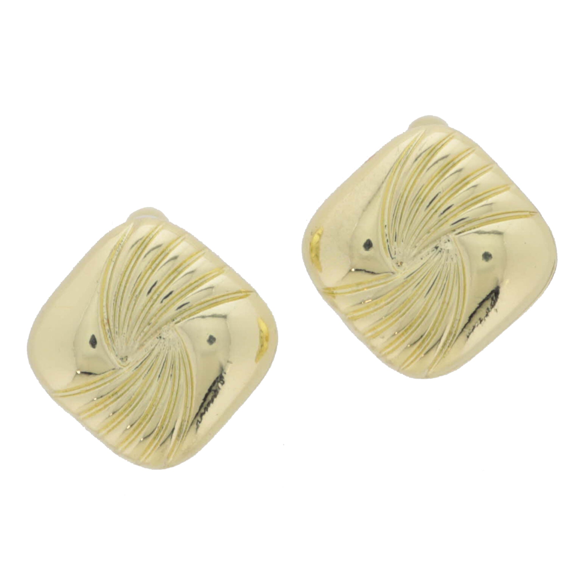 Classic Gold Textured Cushion Clip-Ons Earrings
