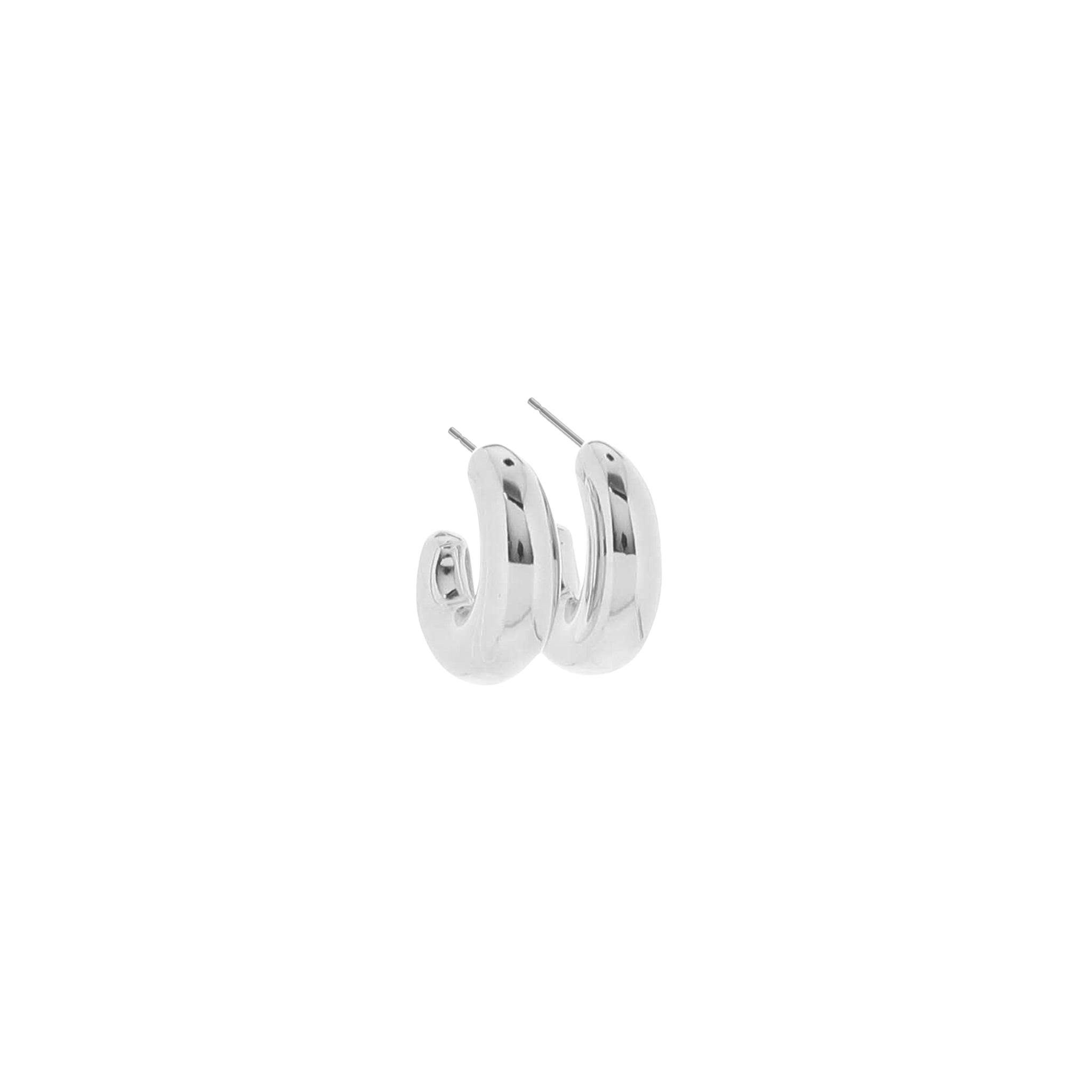 18K Gold Plated White Gold Chunky J Hoop Earring