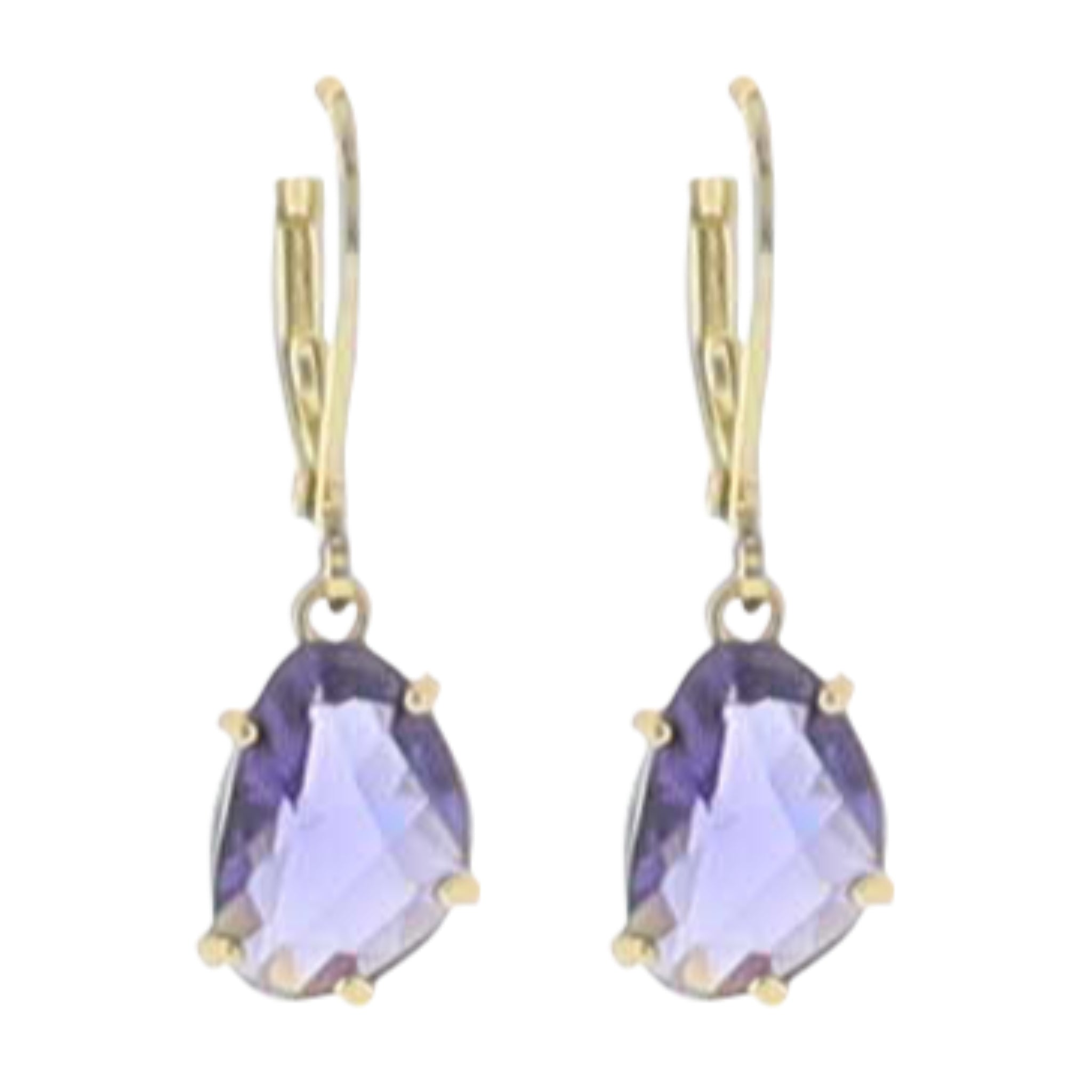 18K Gold Plated "February" Amethyst Purple Earring