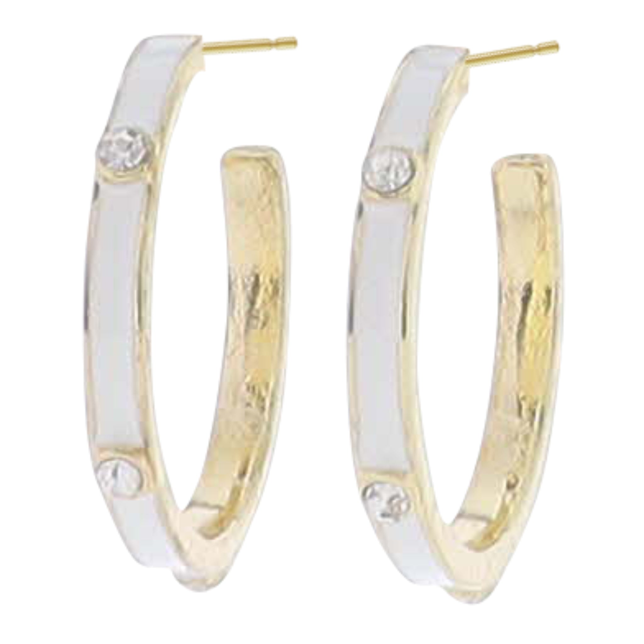 White Enamel with Clear Crystals Earring