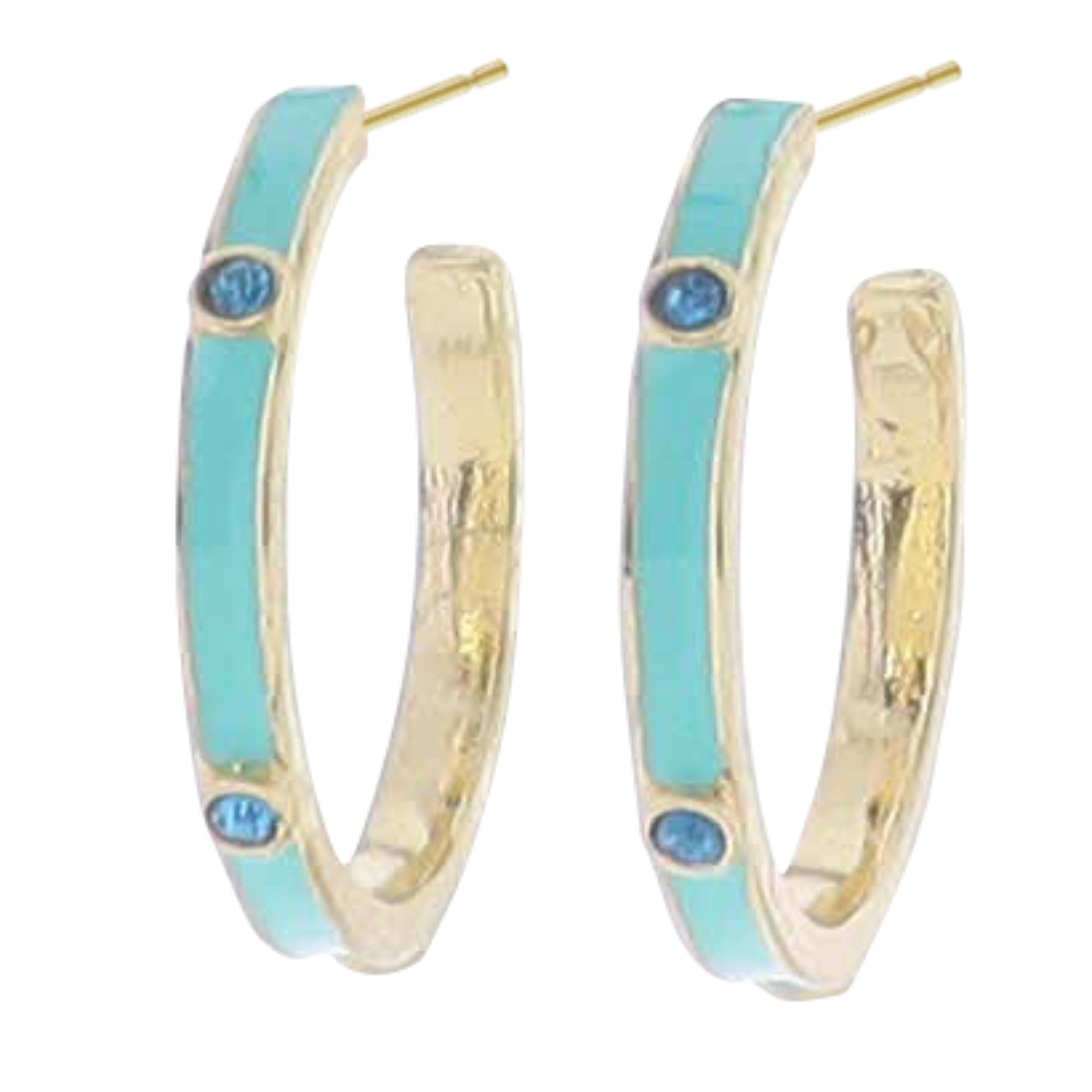 Teal Enamel with Teal Crystals Earring
