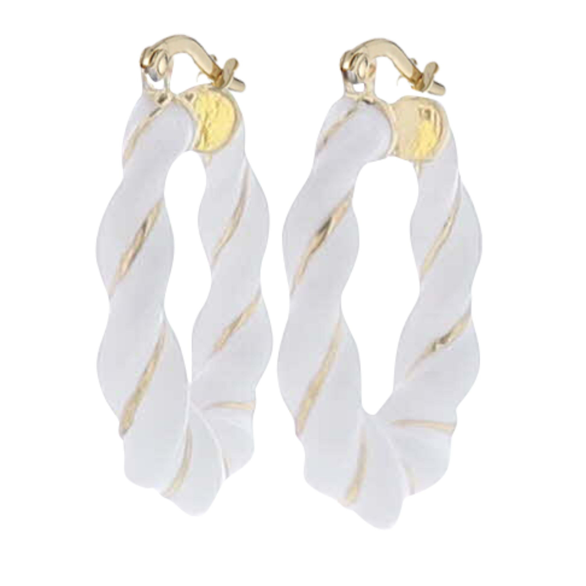 White Enamel Twisted Hoop Earring