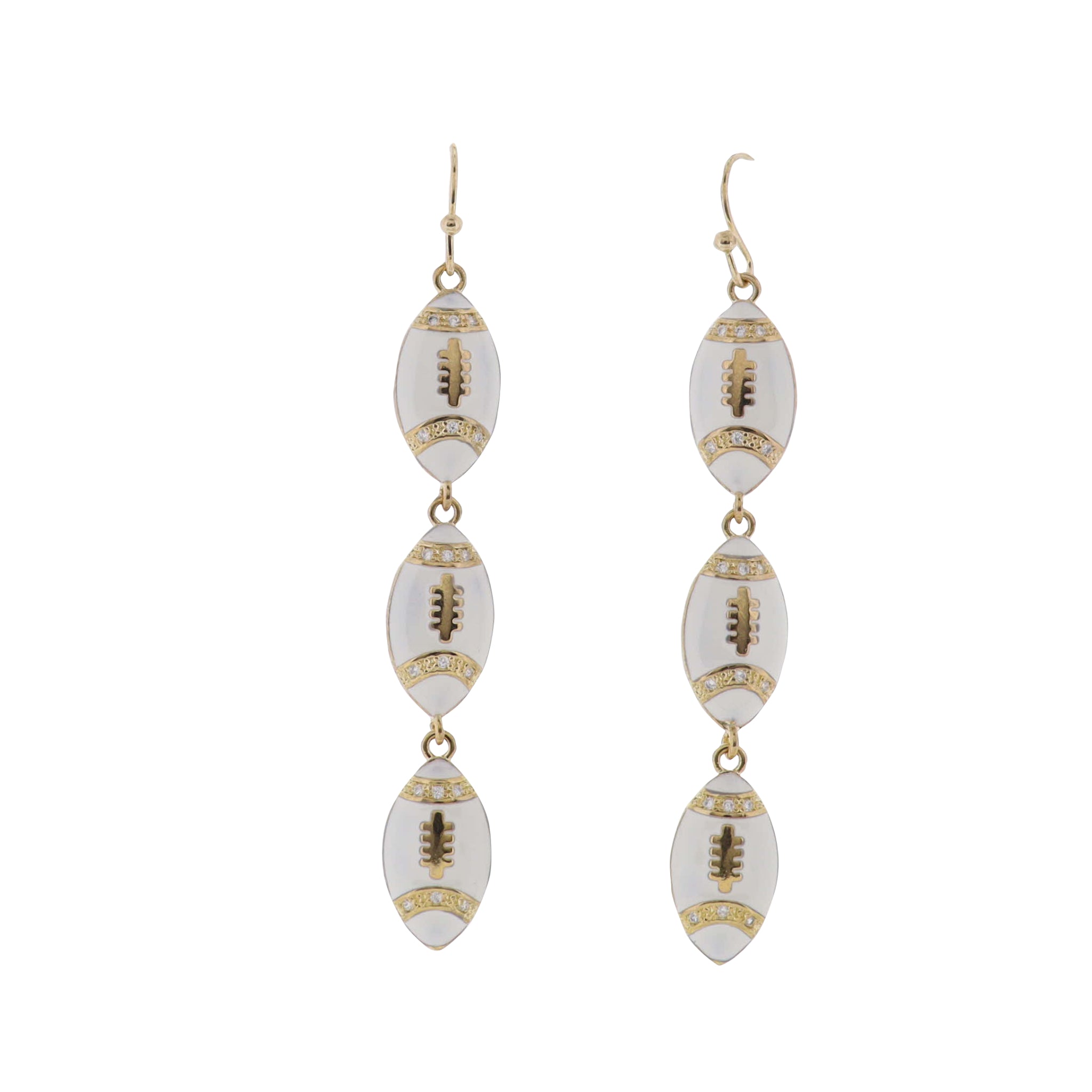 White Enamel Descending Footballs Earring