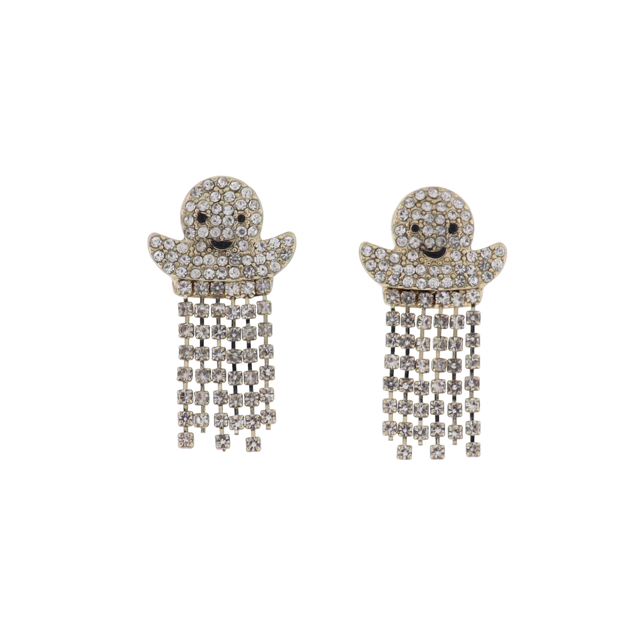 Ghost with Clear Crystal Fringe Earring