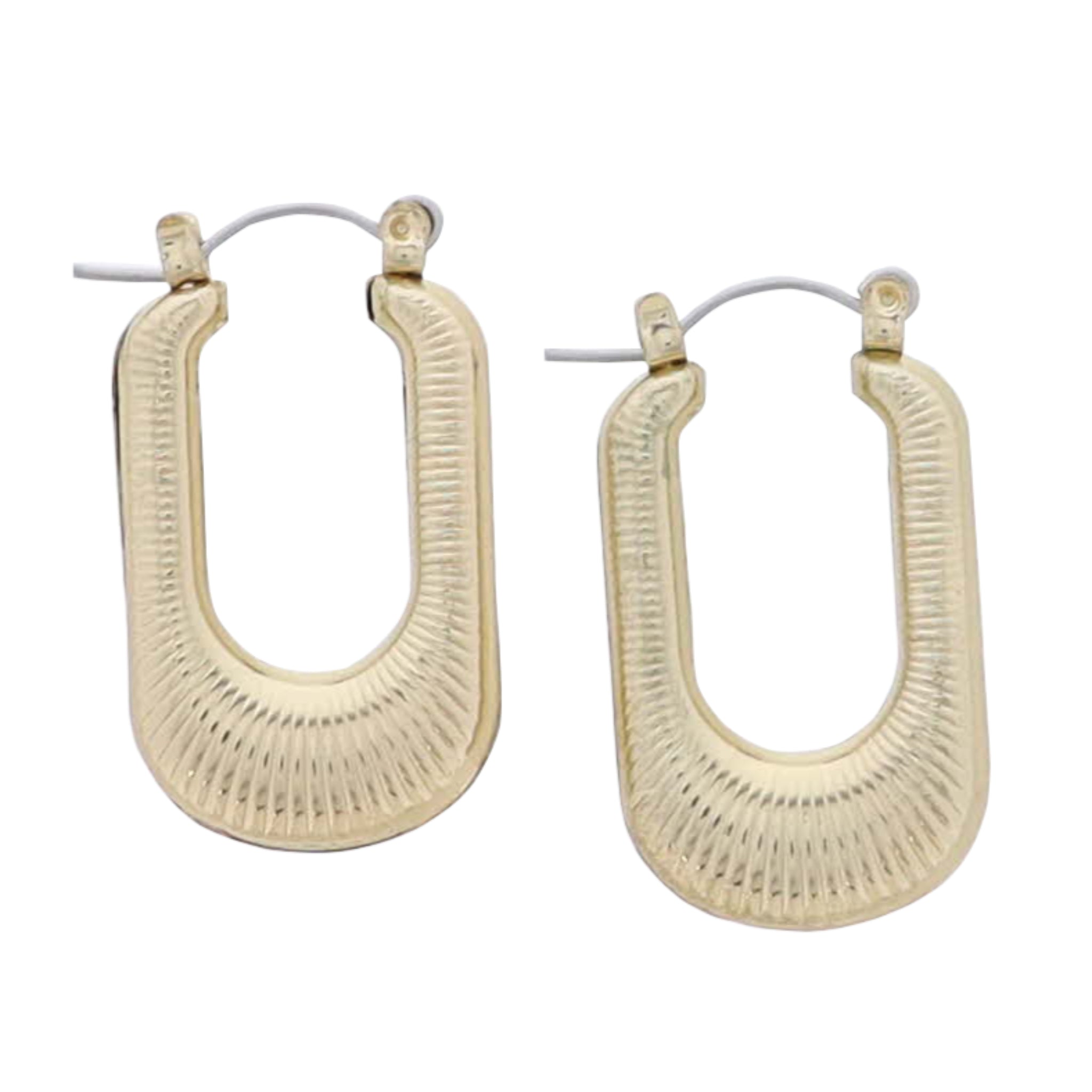 Gold Line Textured Small U Hoop Earring