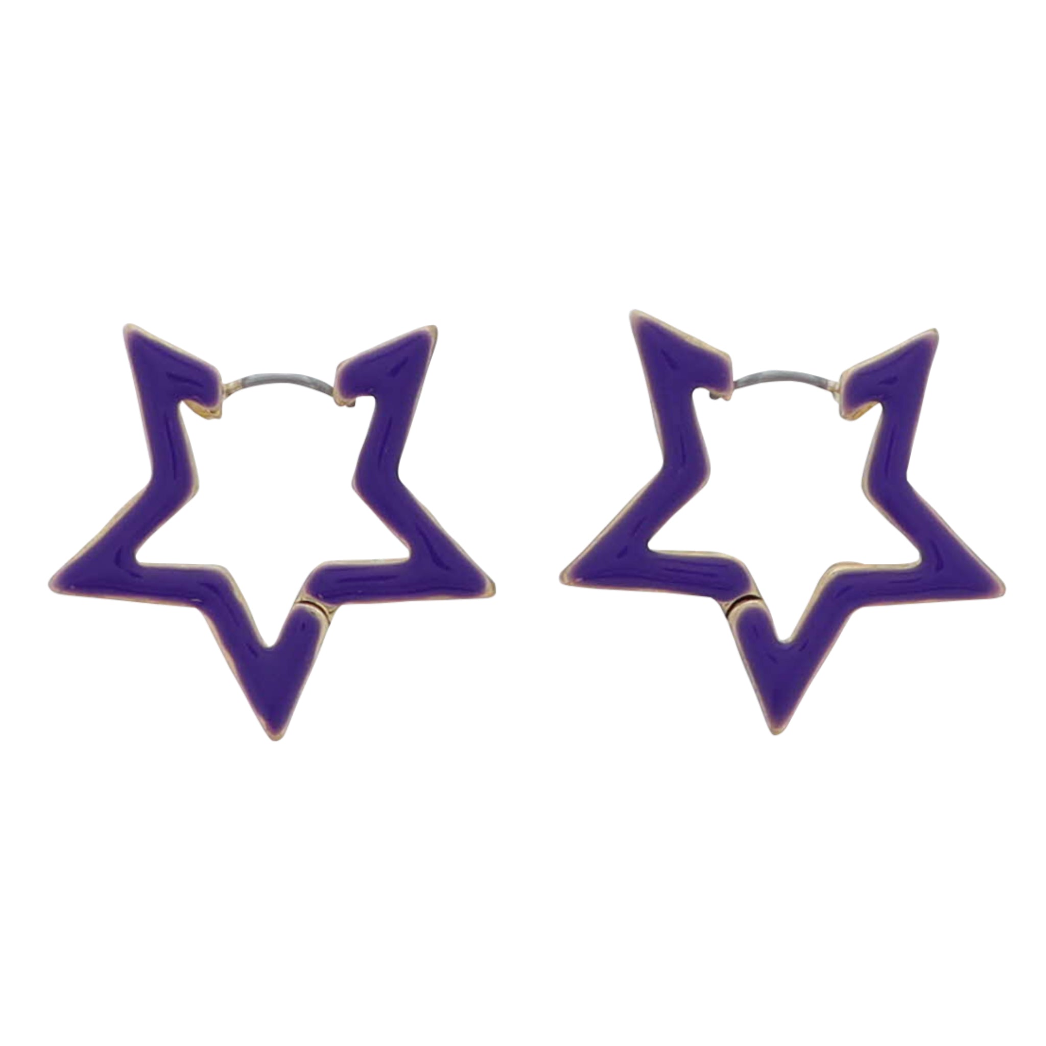 Purple, Gold Enamel Star Earring