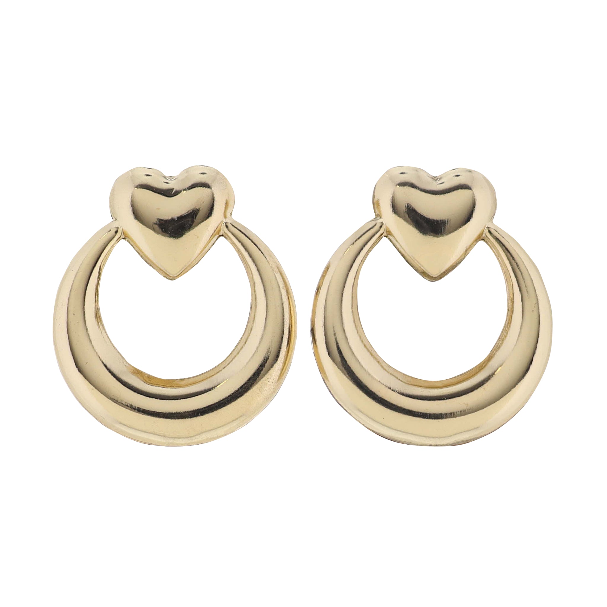 Gold Heart Earring with Gold Open Circle