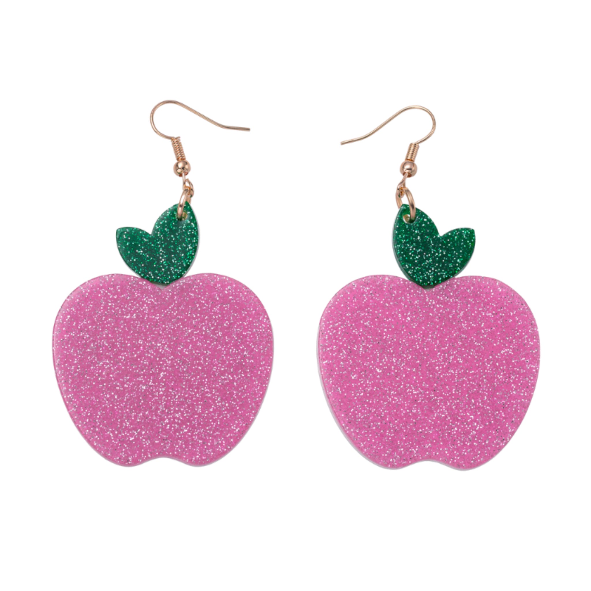 Pink, Green Acrylic Apple Earring