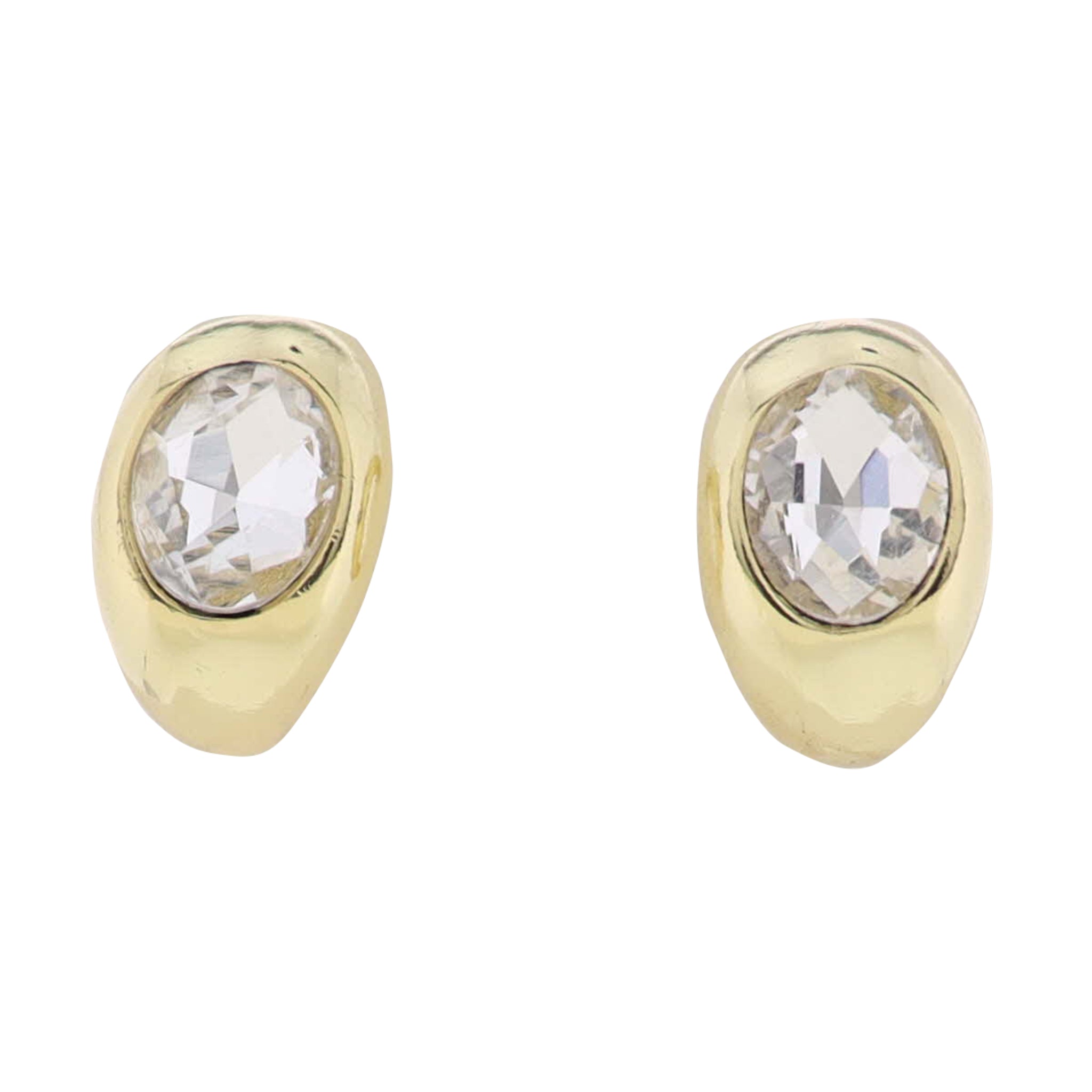 18K Gold Plated Hoop Earring with Clear Large Crystal