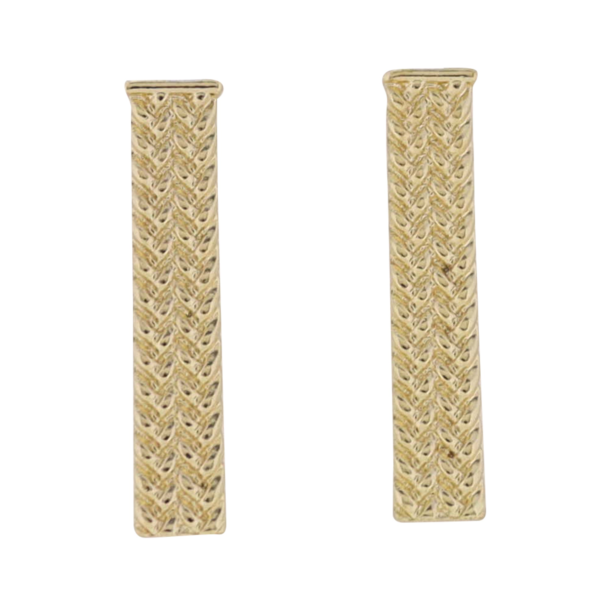 Gold Faux Weave Rectangle Earring