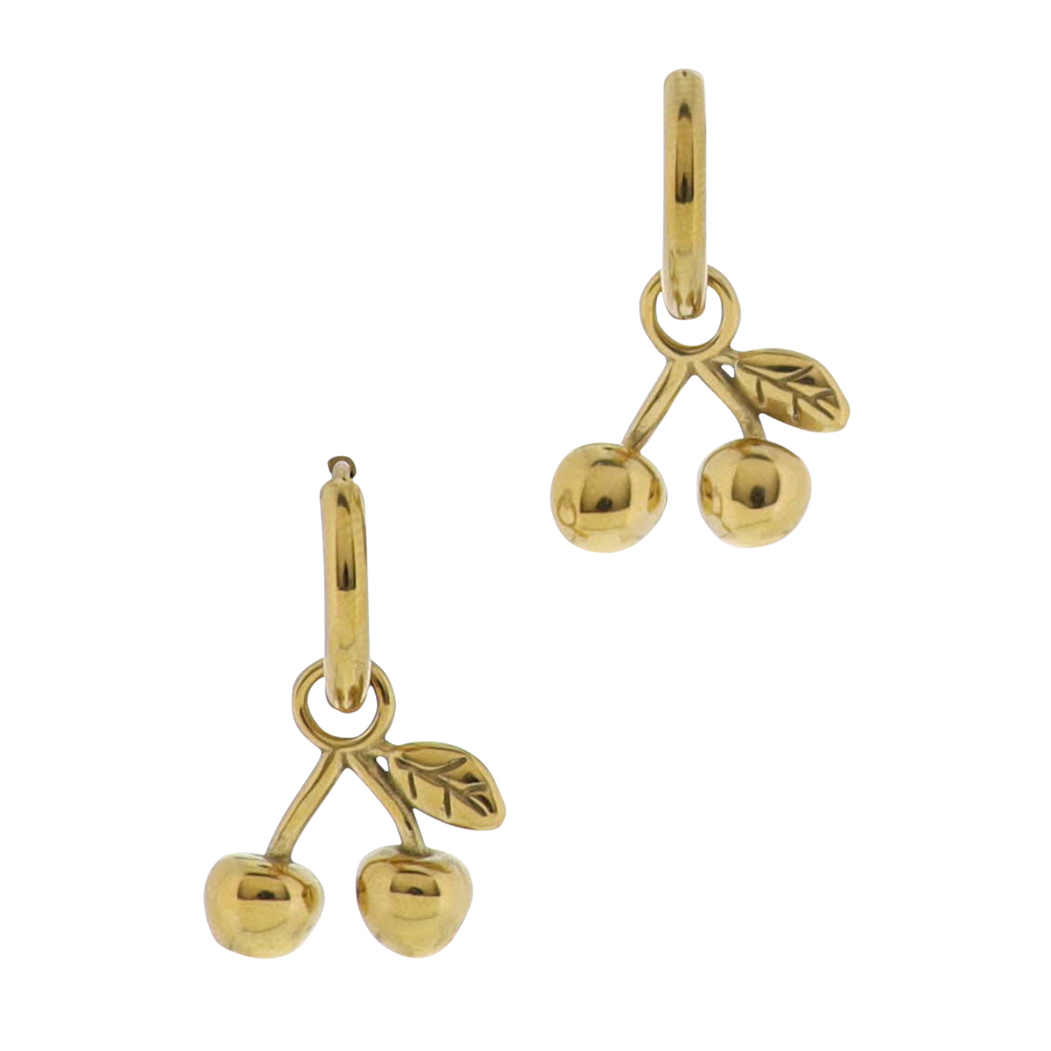 18K Gold Plated Hoop Earrings with Gold Cherries